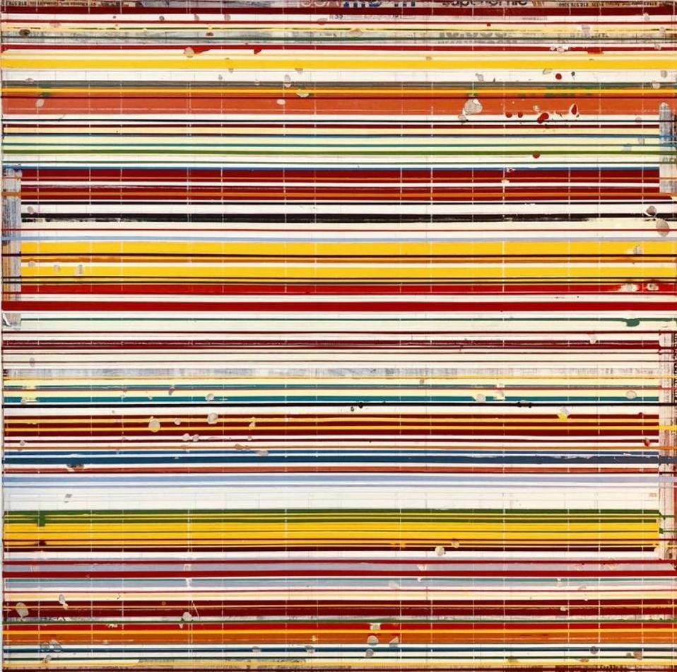 The Sound de Ron Piller - Imprimé rayé multicolore contemporain du milieu du siècle dernier