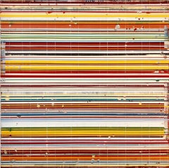 Il suono - Quadro contemporaneo a strisce, acrilico su legno, firmato, 120x120 cm