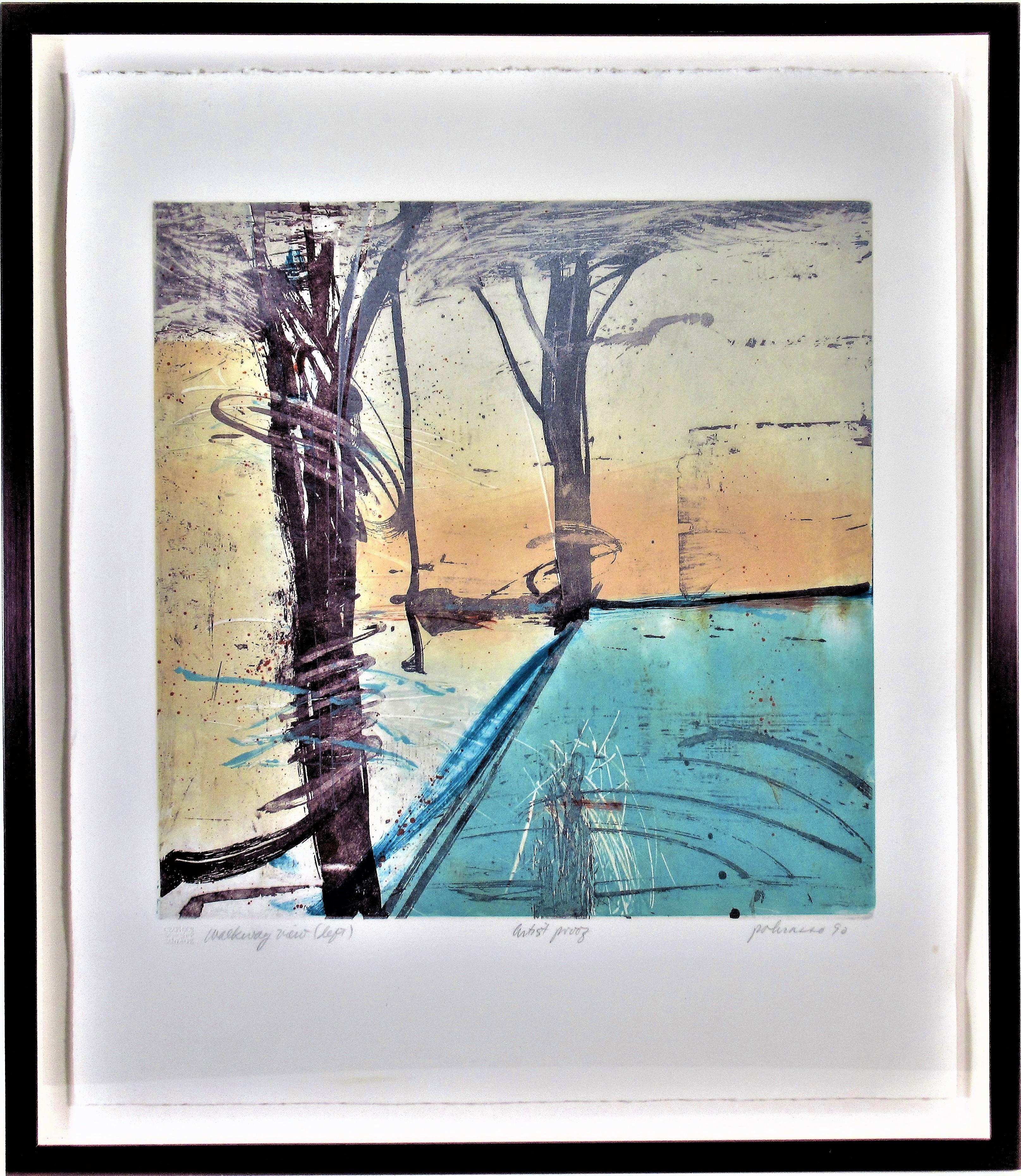 Ron Pokrasso Landscape Print - Walking View, Left