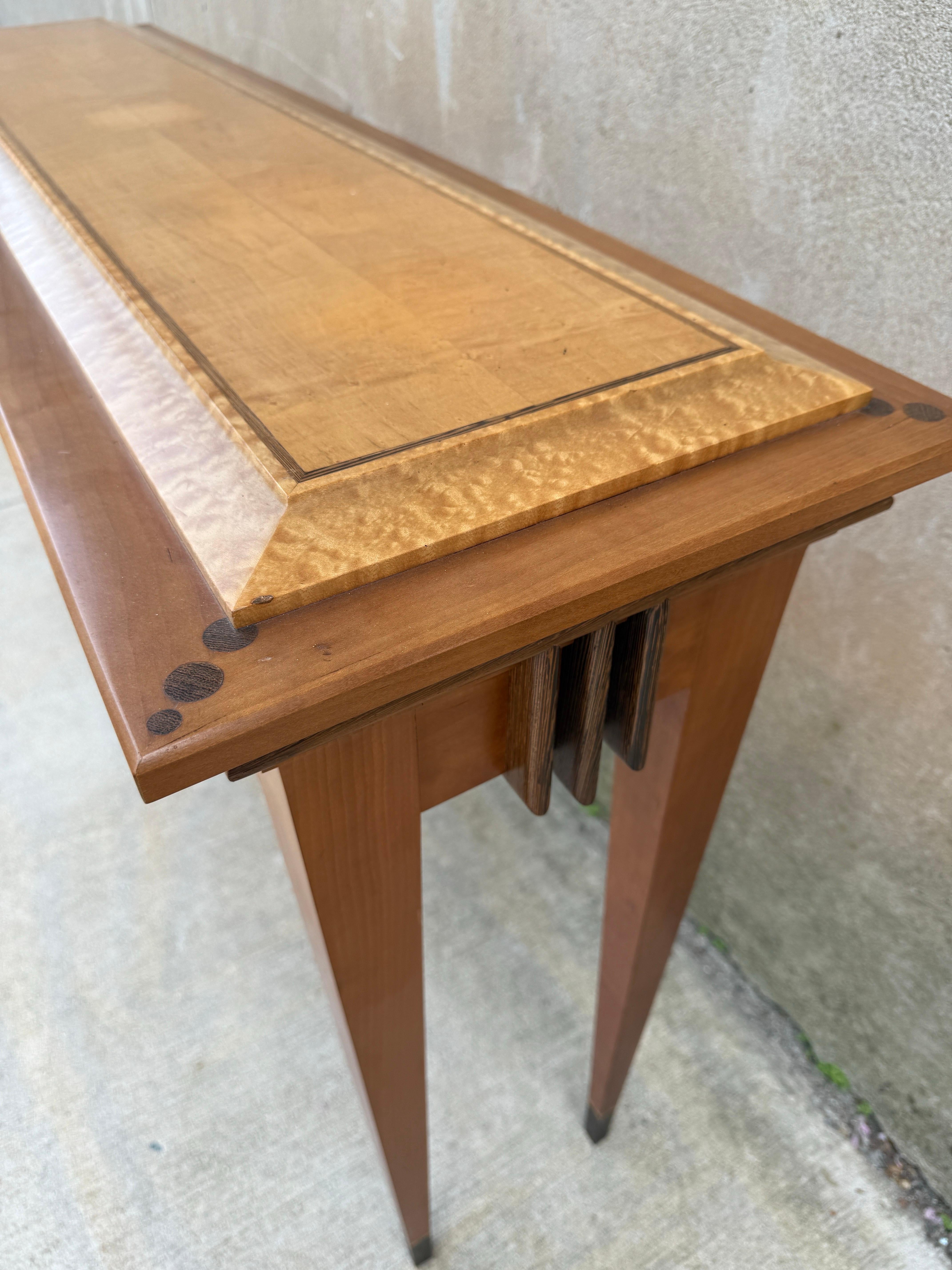 Wood Ron Puckett Custom Made Console Table NYC 1980’s For Sale