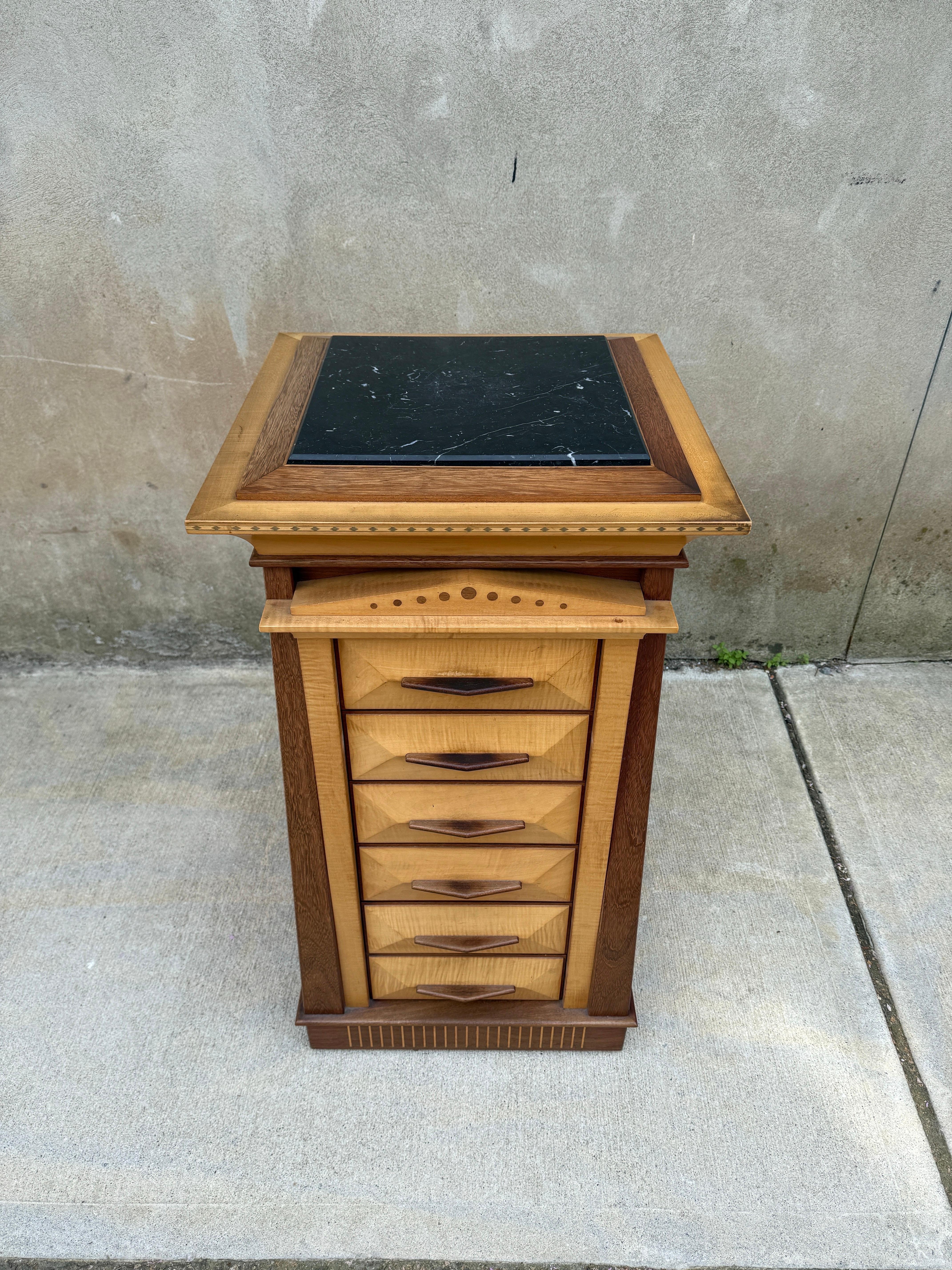 American Ron Puckett Custom Made Pedestal Cabinet Table NYC 1980’s For Sale