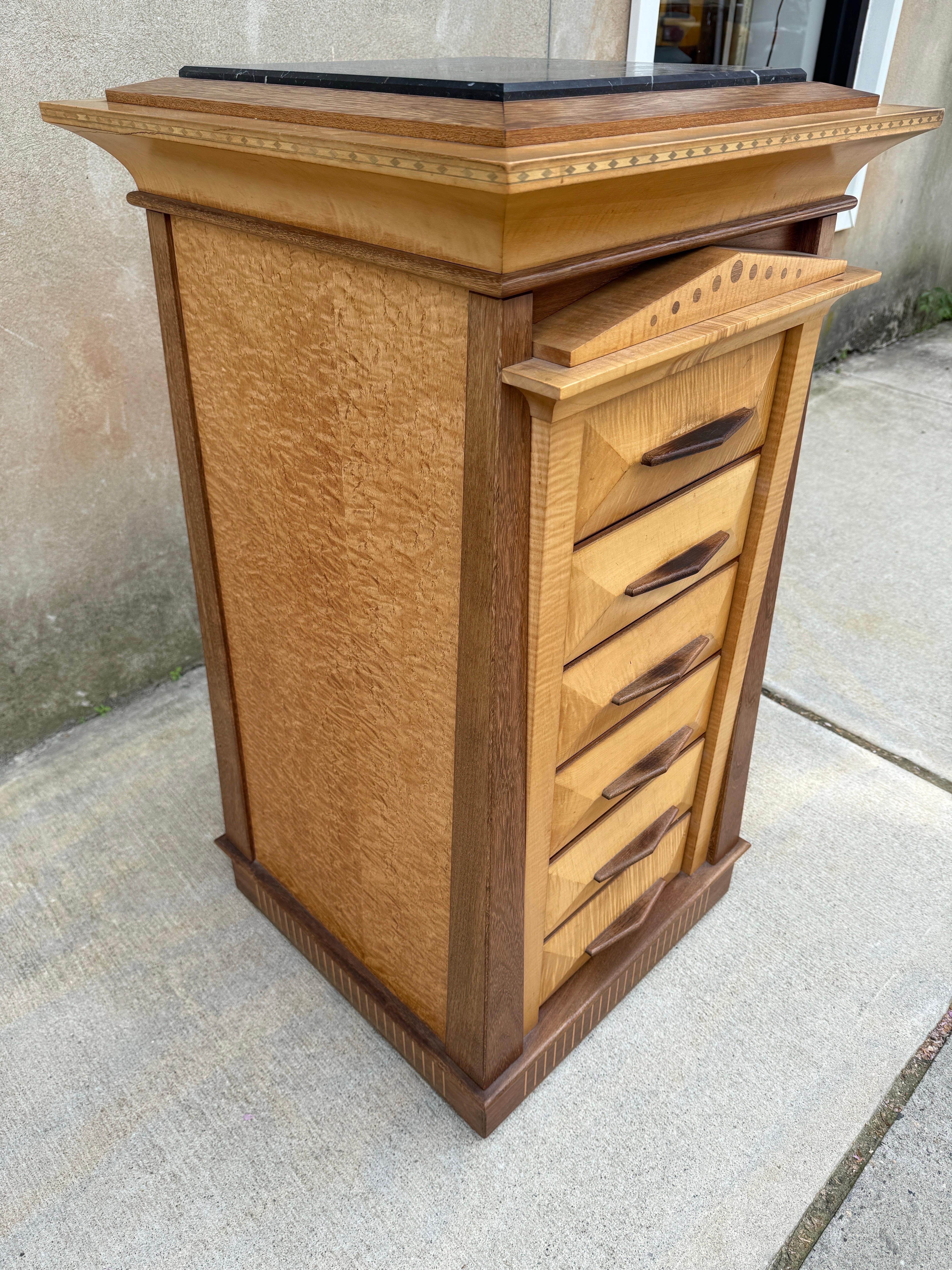 20th Century Ron Puckett Custom Made Pedestal Cabinet Table NYC 1980’s For Sale