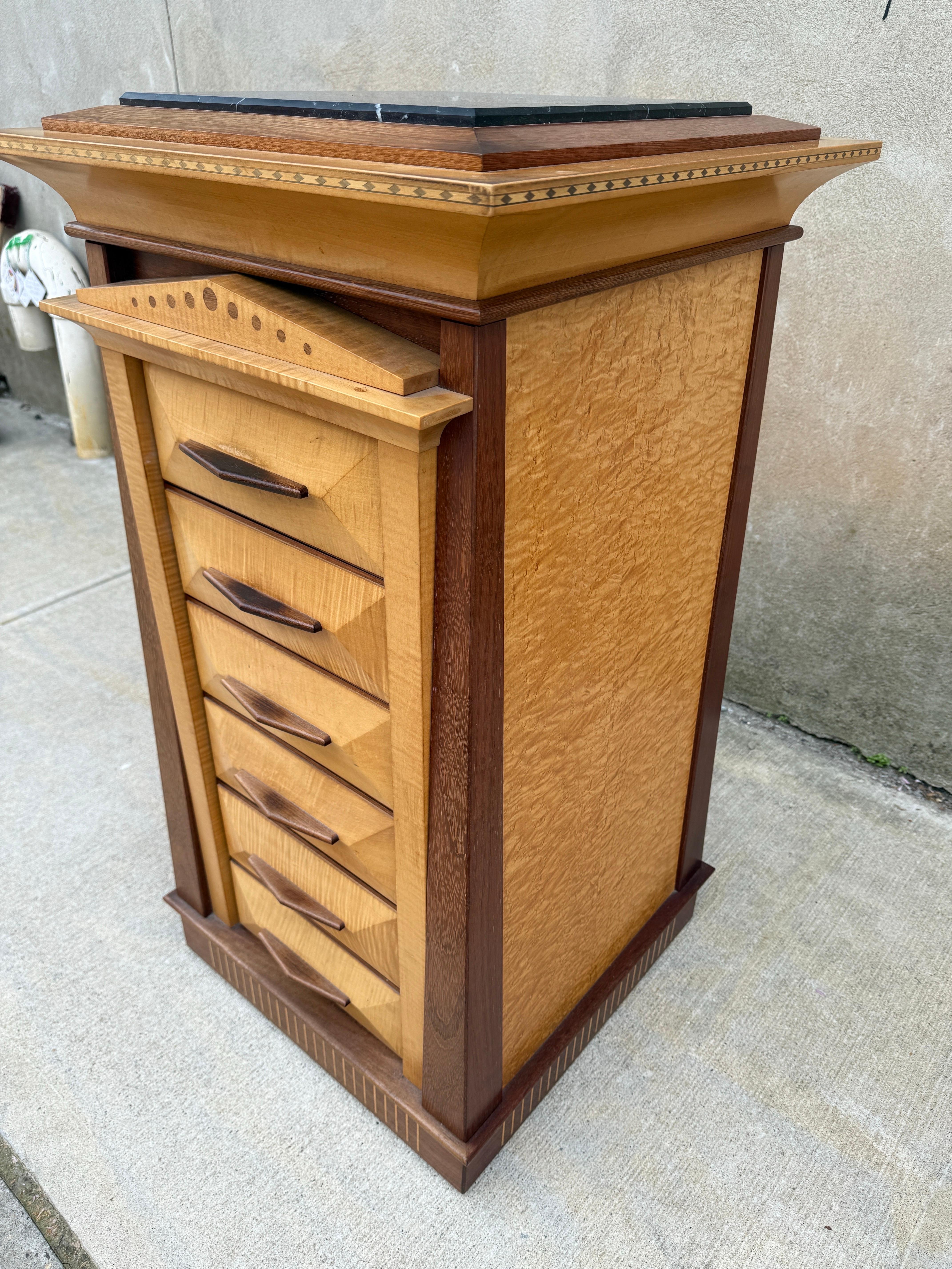 Ron Puckett Custom Made Pedestal Cabinet Table NYC 1980’s For Sale 2