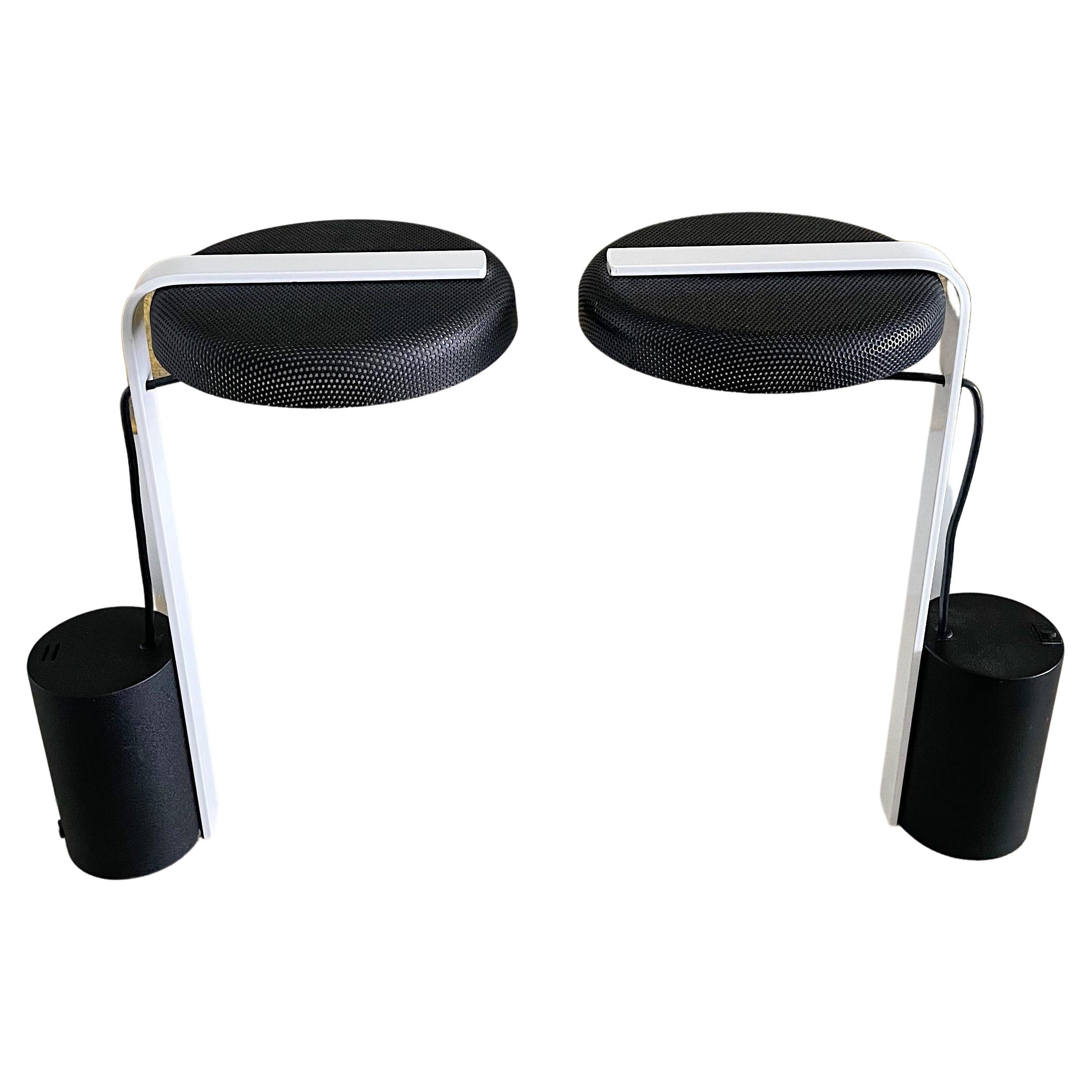 Ron Rezek 110 Desk Lamps in Black and White Signed For Sale