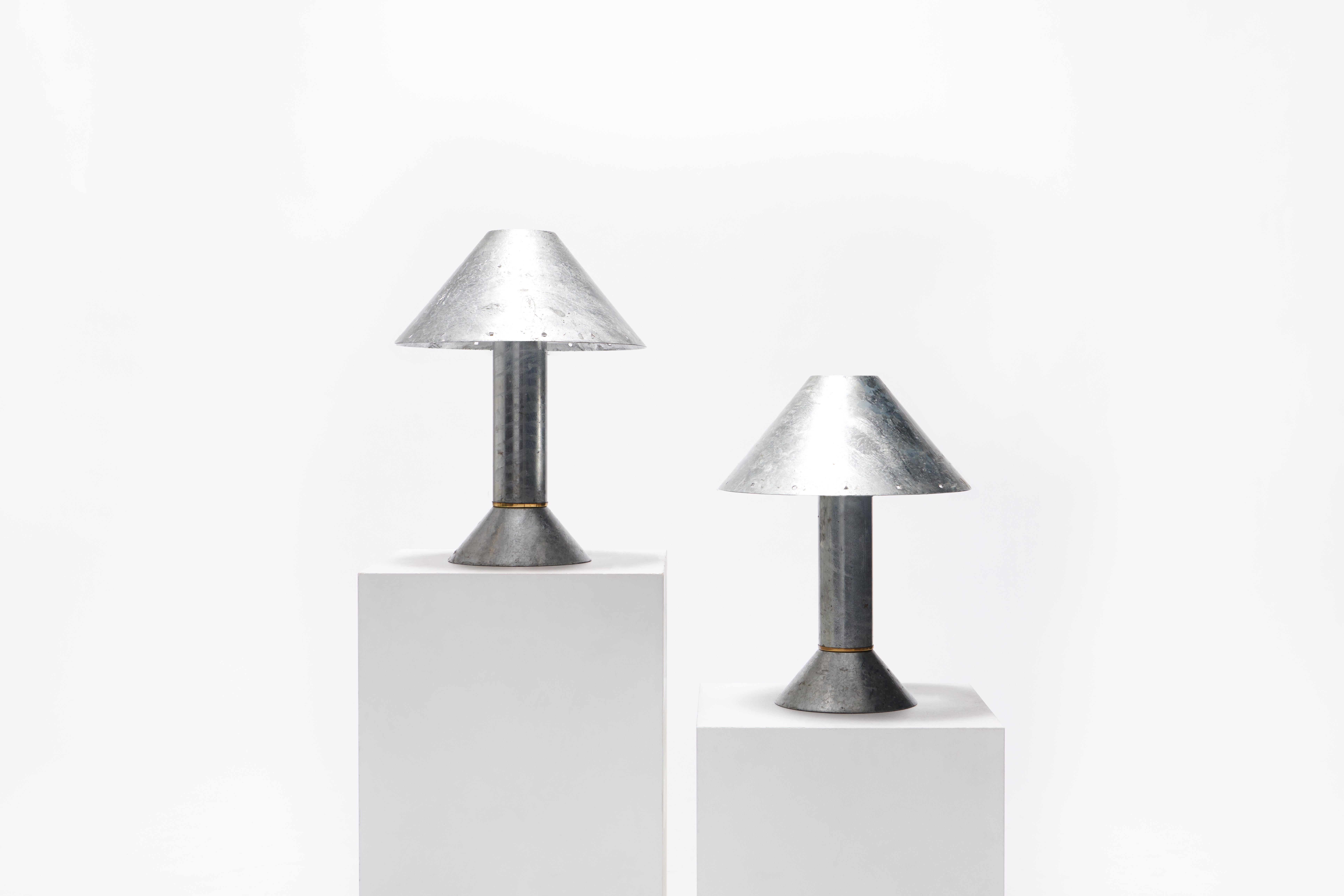American Ron Rezek, ‘4200’ Zinc Table Lamps, USA, 1980 For Sale