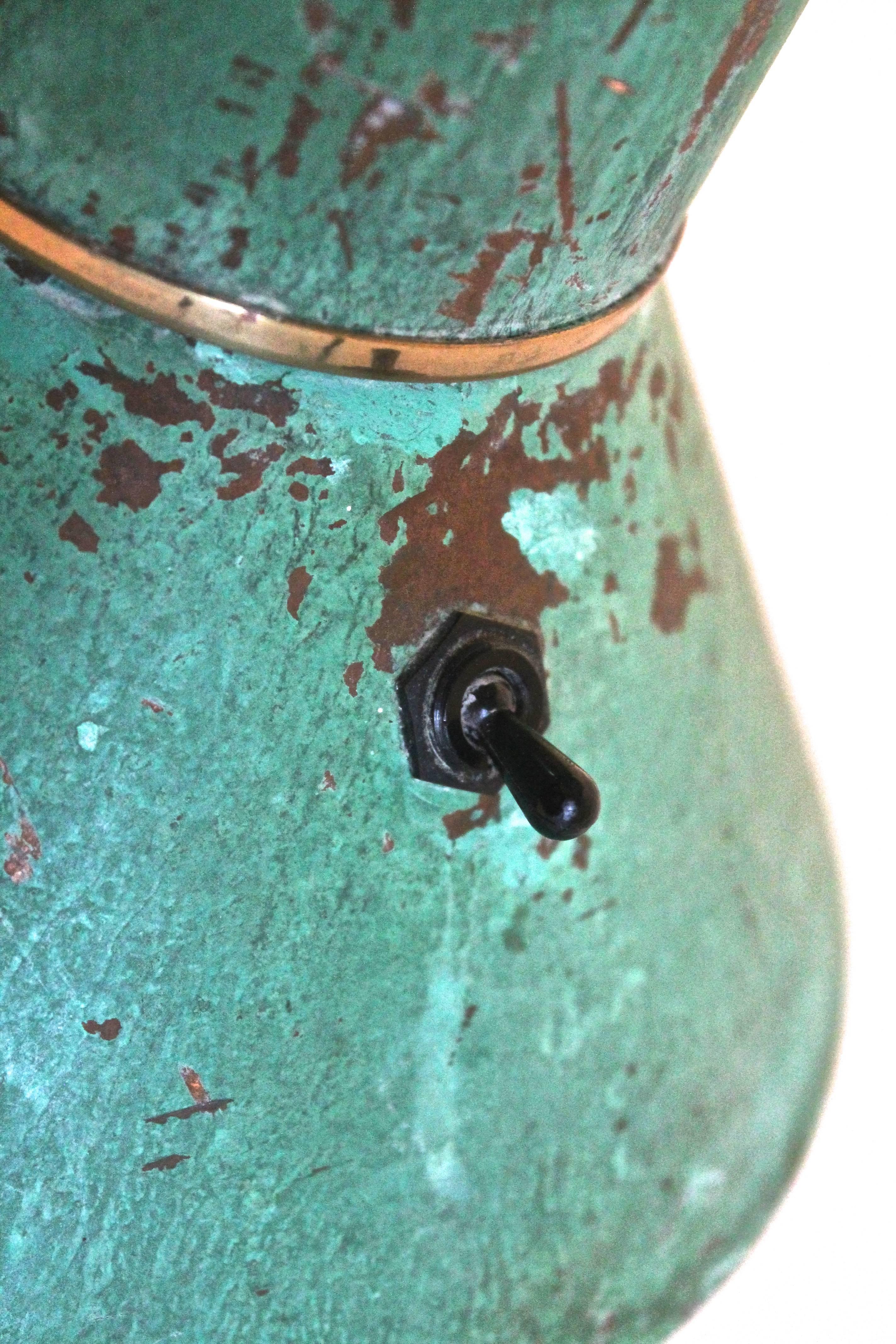 American Ron Rezek Copper with a Verdigras Green Patina Table Lamp