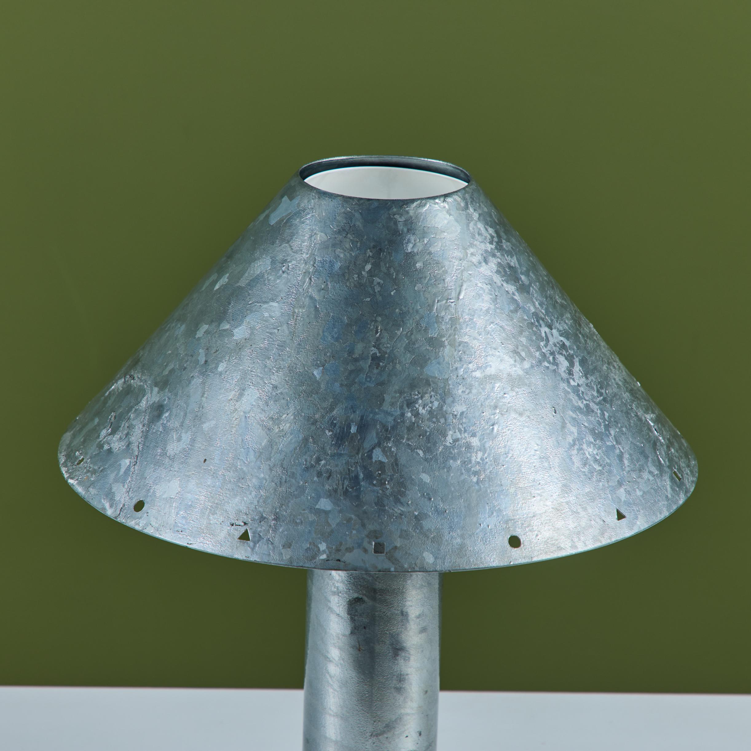 Ron Rezek Galvanized Steel Table Lamp For Sale 3