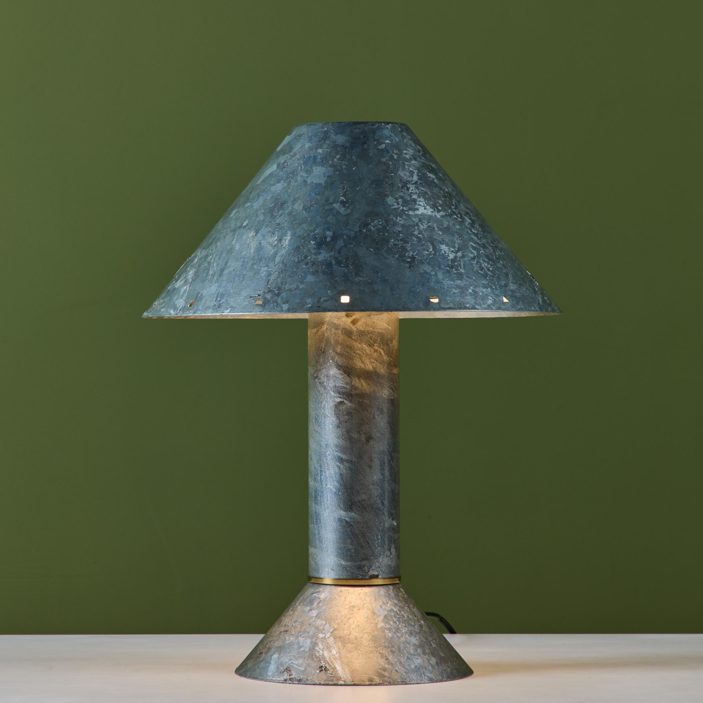 Post-Modern Ron Rezek Galvanized Steel Table Lamp For Sale