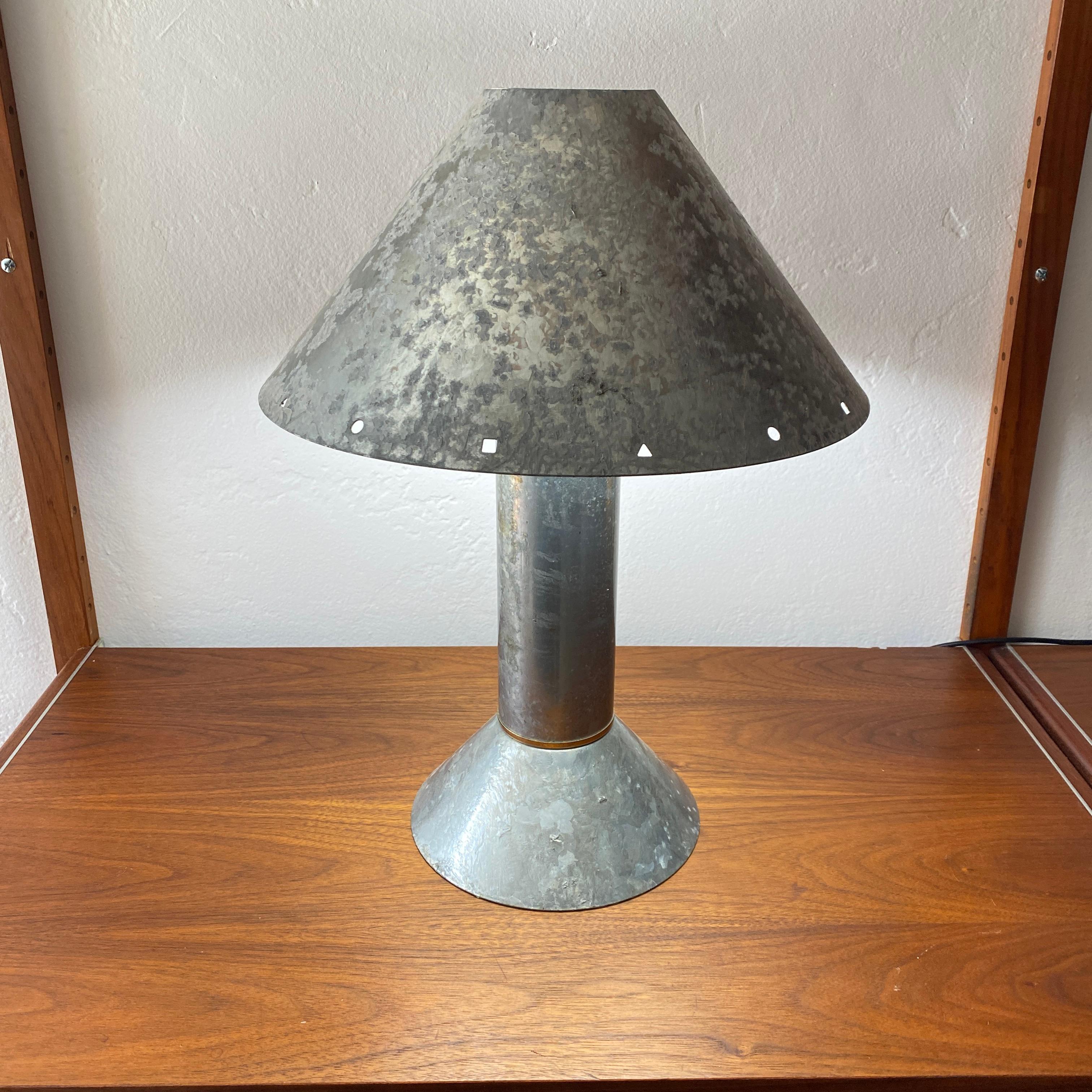 Post-Modern Ron Rezek Galvanized Steel Table Lamp For Sale