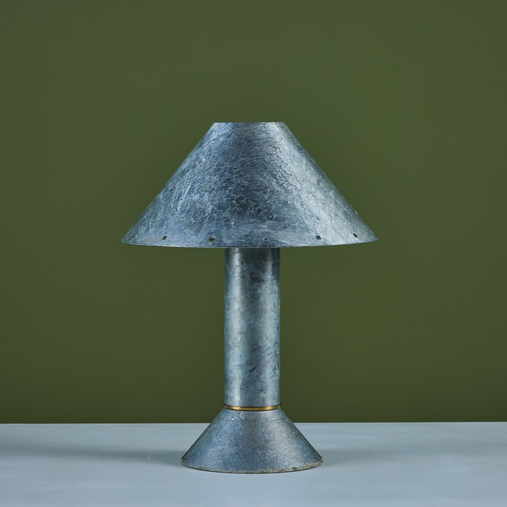 American Ron Rezek Galvanized Steel Table Lamp