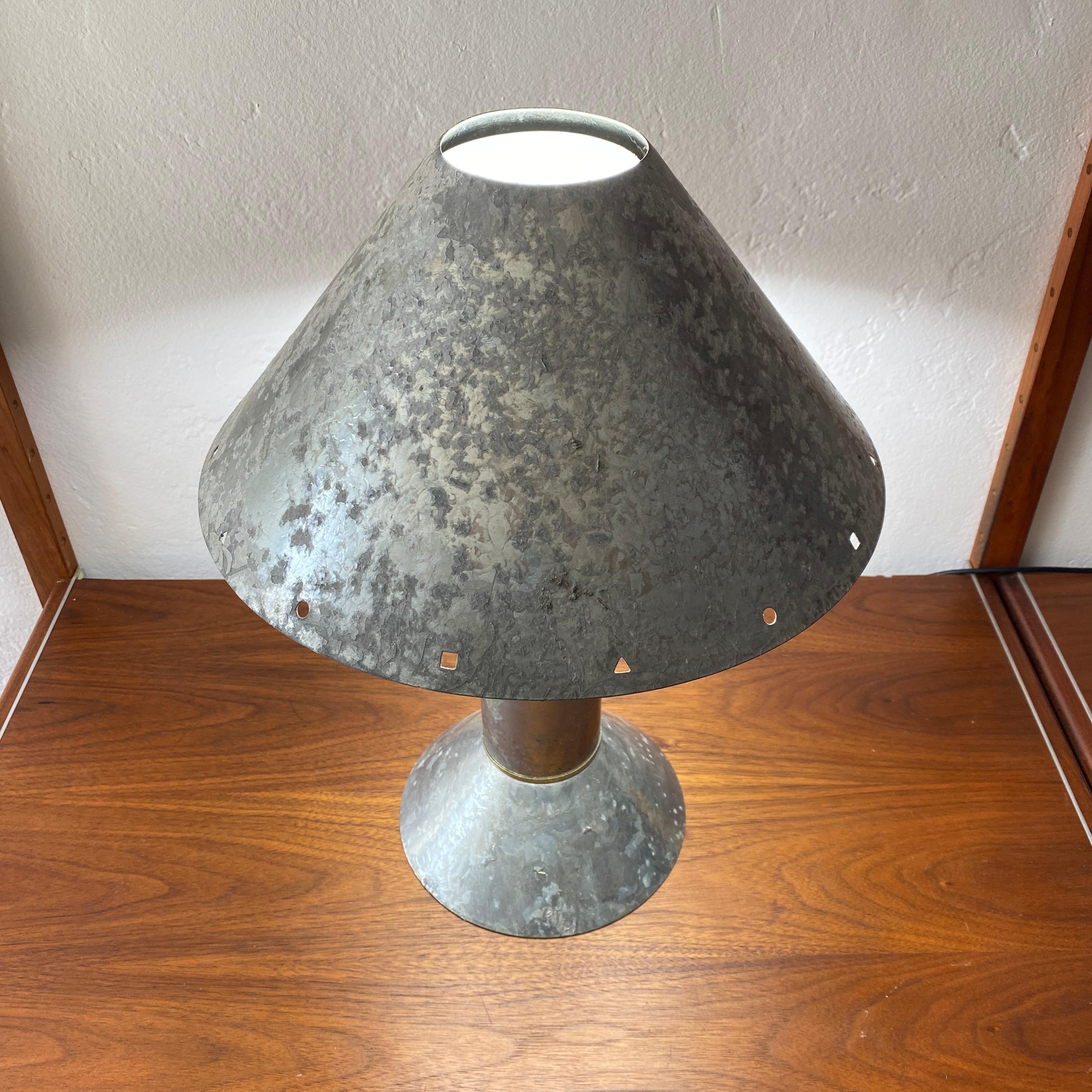 Ron Rezek Galvanized Steel Table Lamp In Good Condition For Sale In San Juan Capistrano, CA