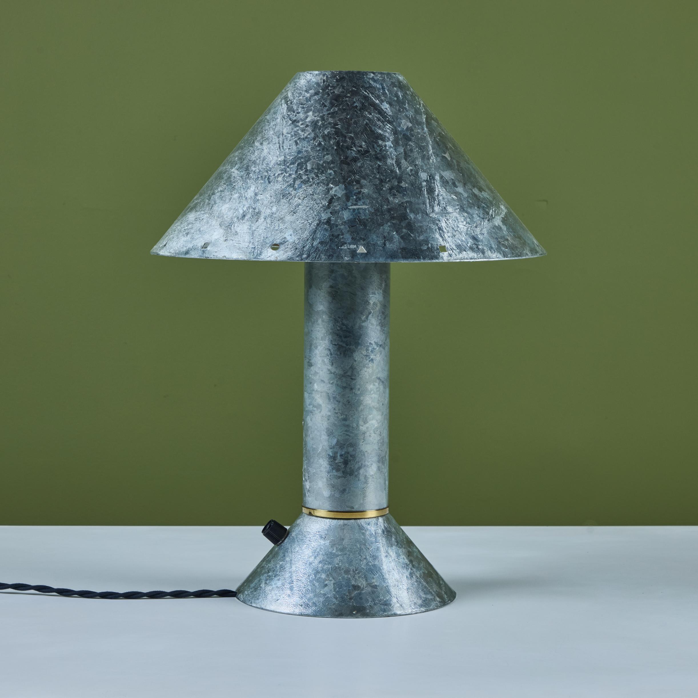 Late 20th Century Ron Rezek Galvanized Steel Table Lamp