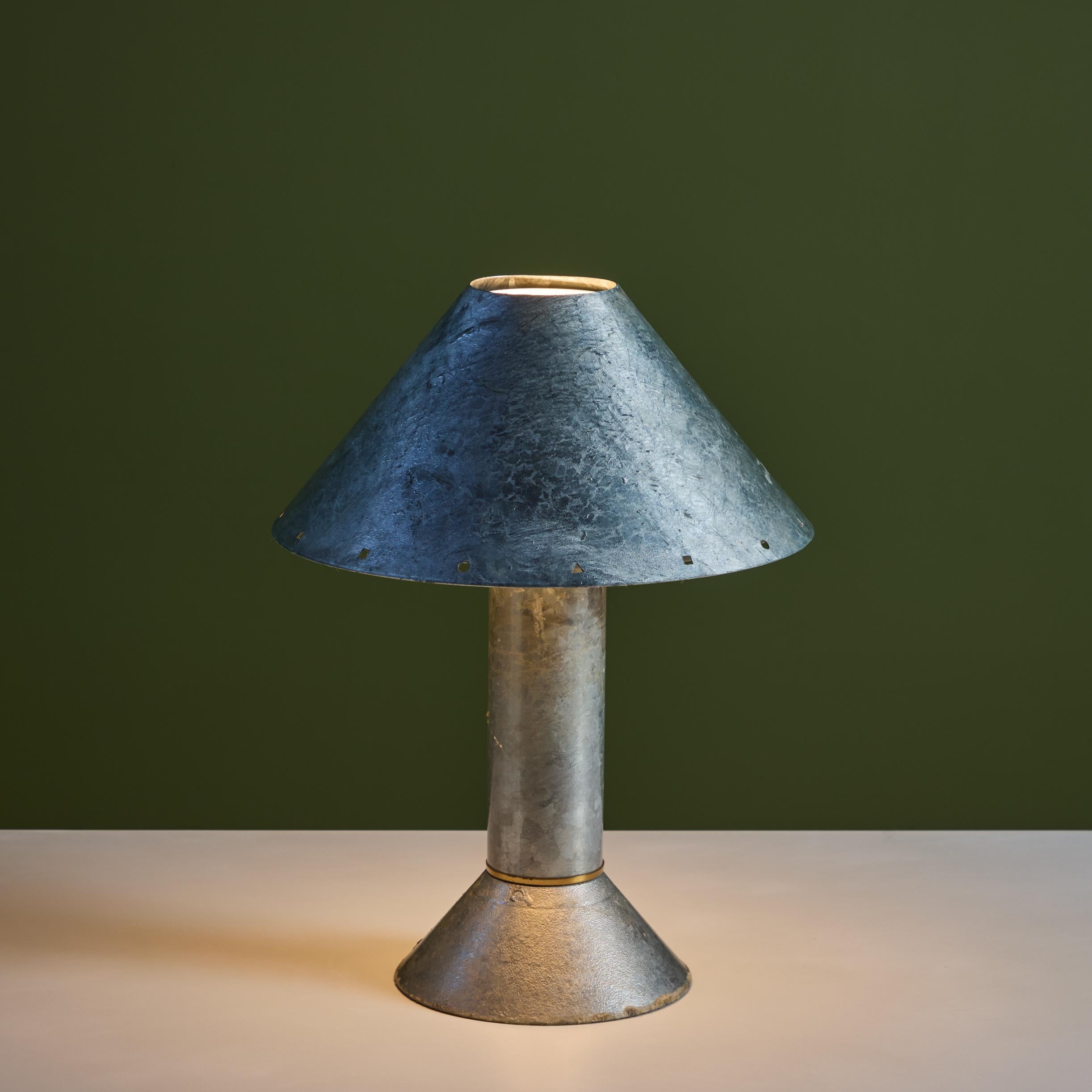 Late 20th Century Ron Rezek Galvanized Steel Table Lamp