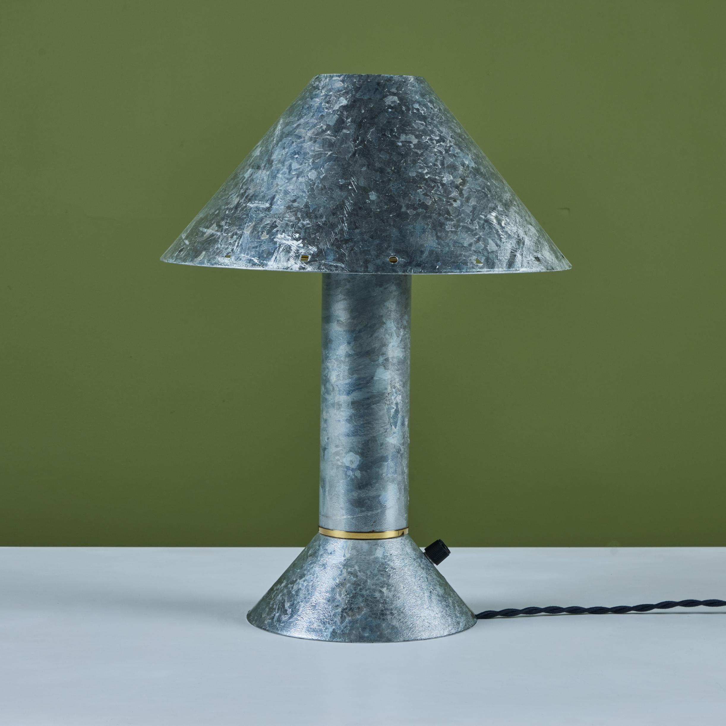Brass Ron Rezek Galvanized Steel Table Lamp