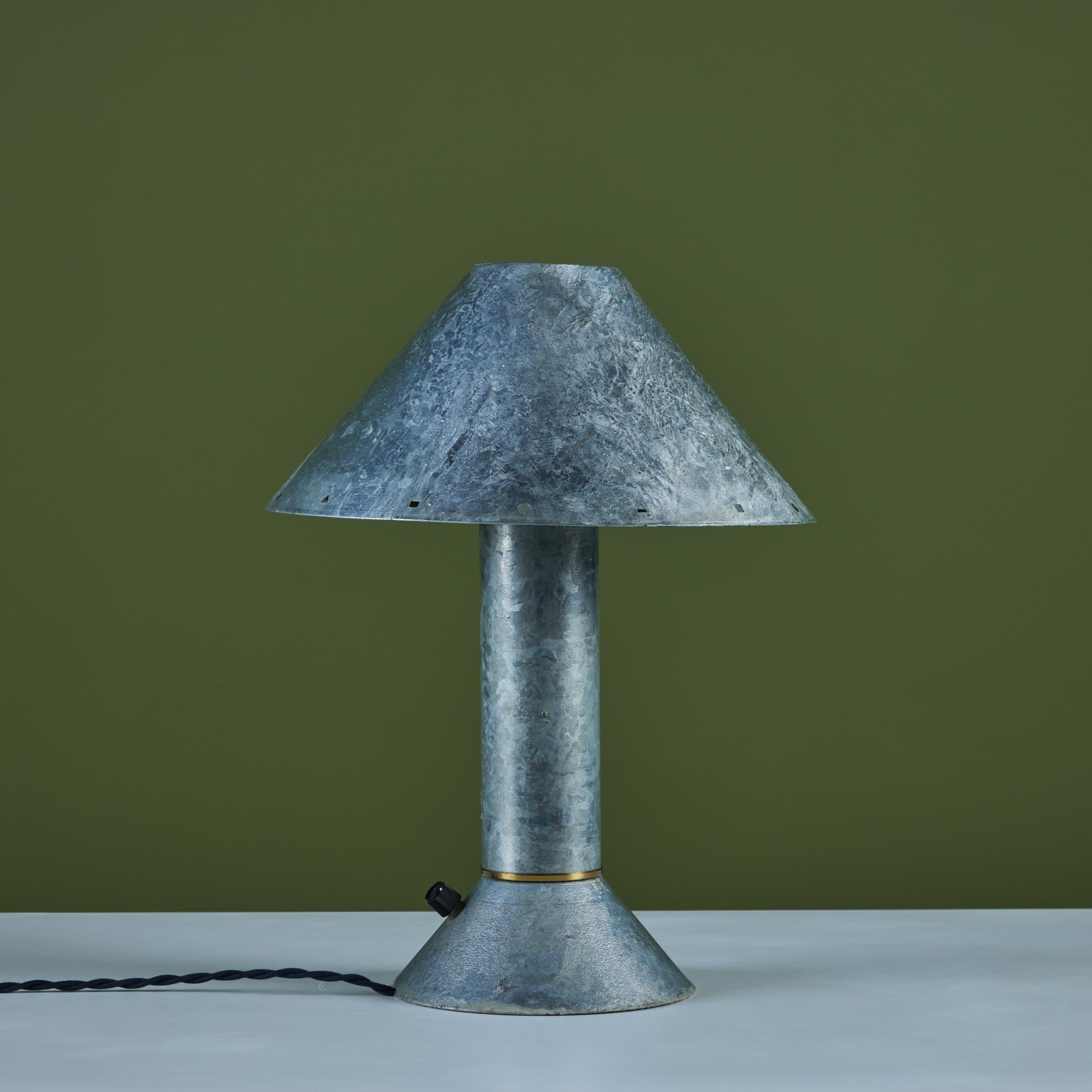 Brass Ron Rezek Galvanized Steel Table Lamp