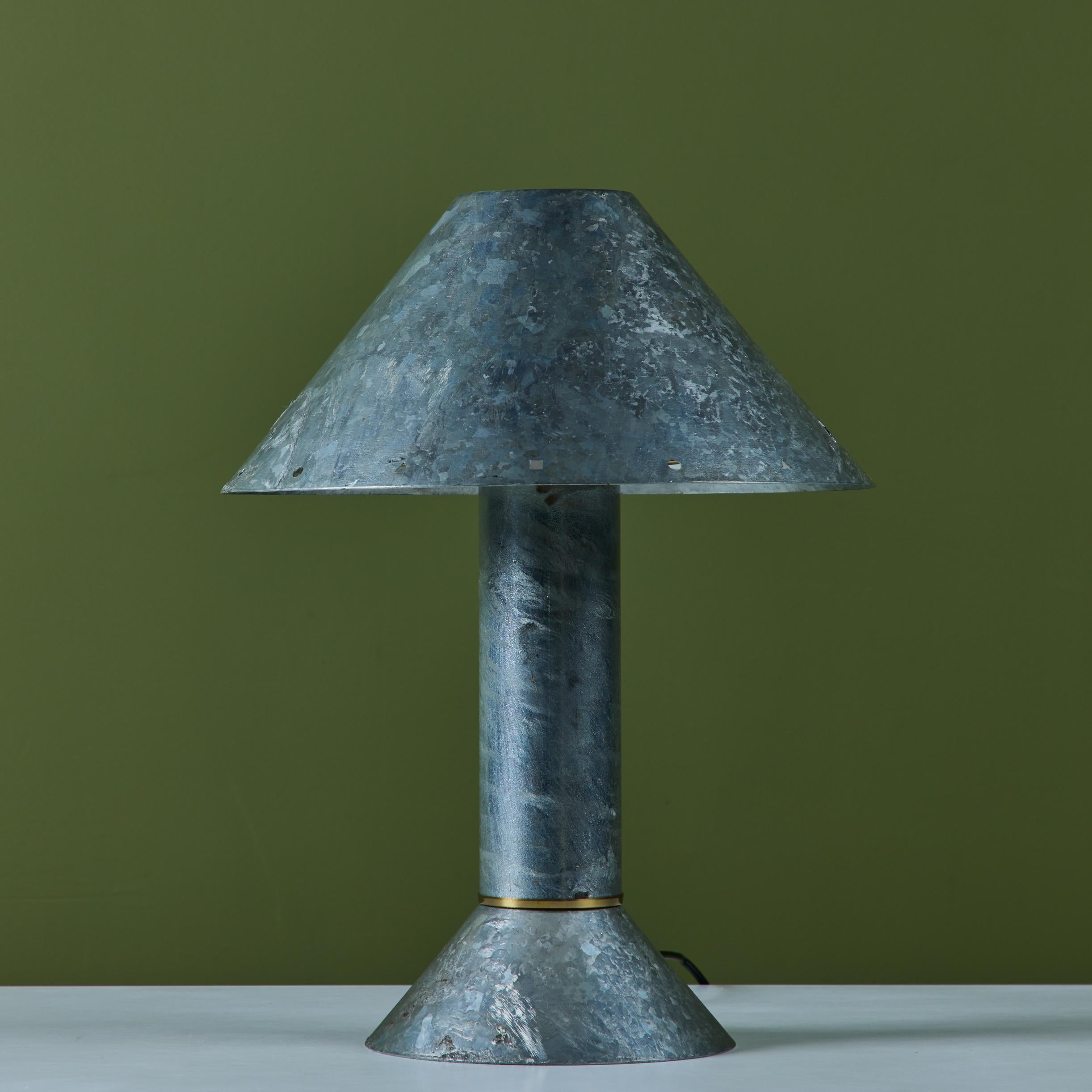 Metal Ron Rezek Galvanized Steel Table Lamp For Sale