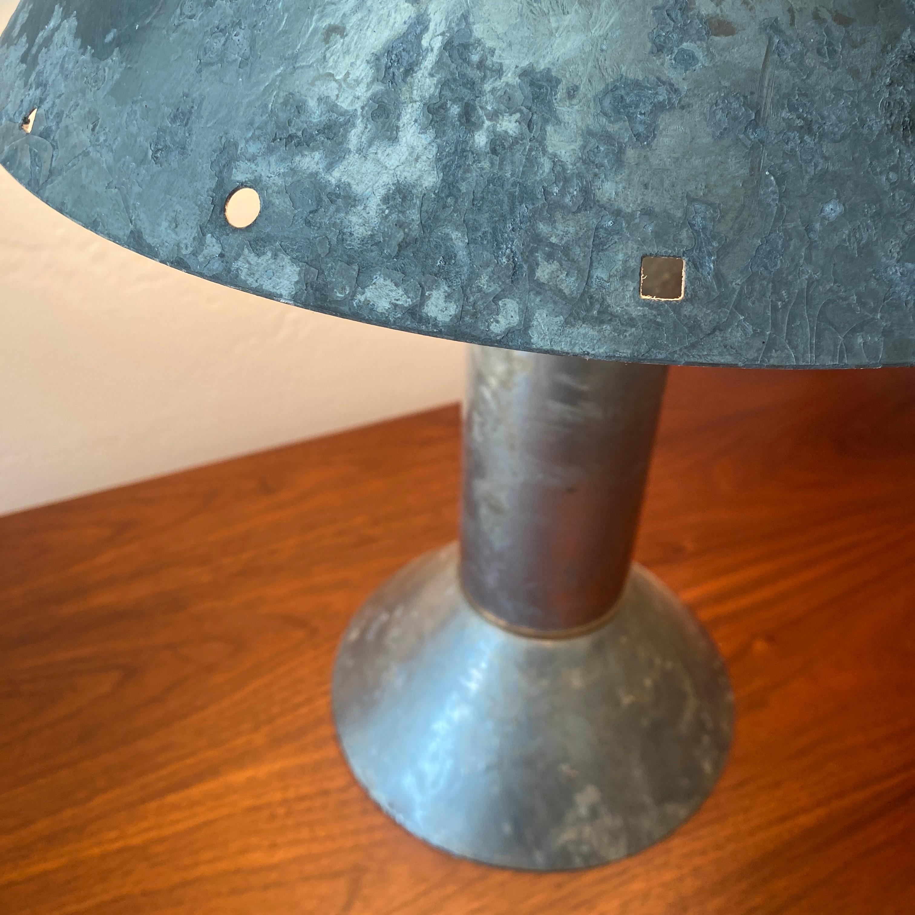 Brass Ron Rezek Galvanized Steel Table Lamp For Sale