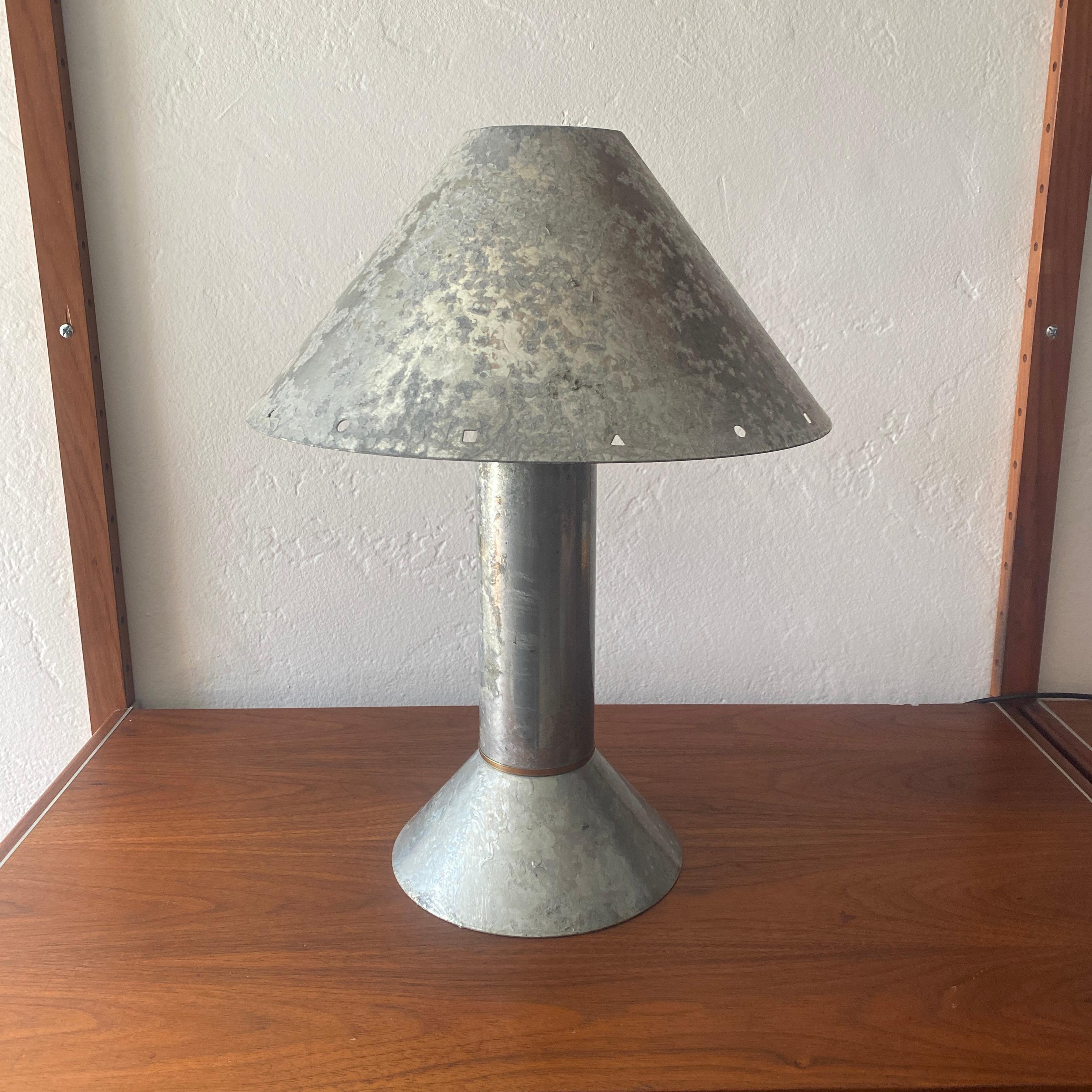 Ron Rezek Galvanized Steel Table Lamp For Sale 1