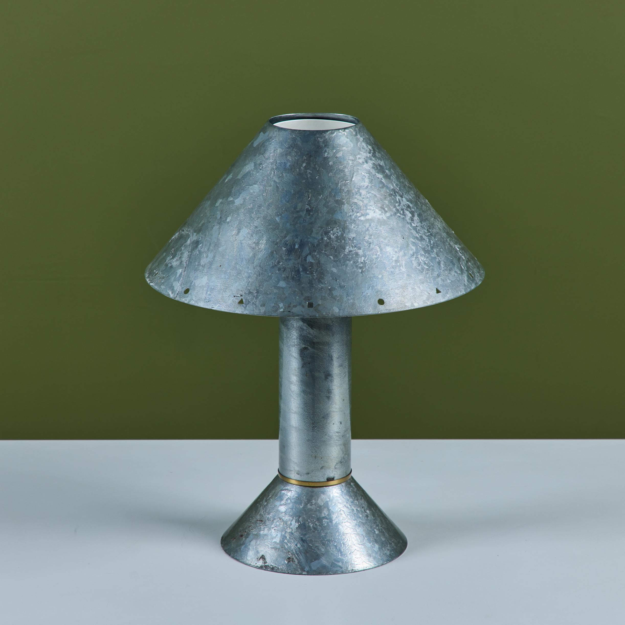 Ron Rezek Galvanized Steel Table Lamp For Sale 2