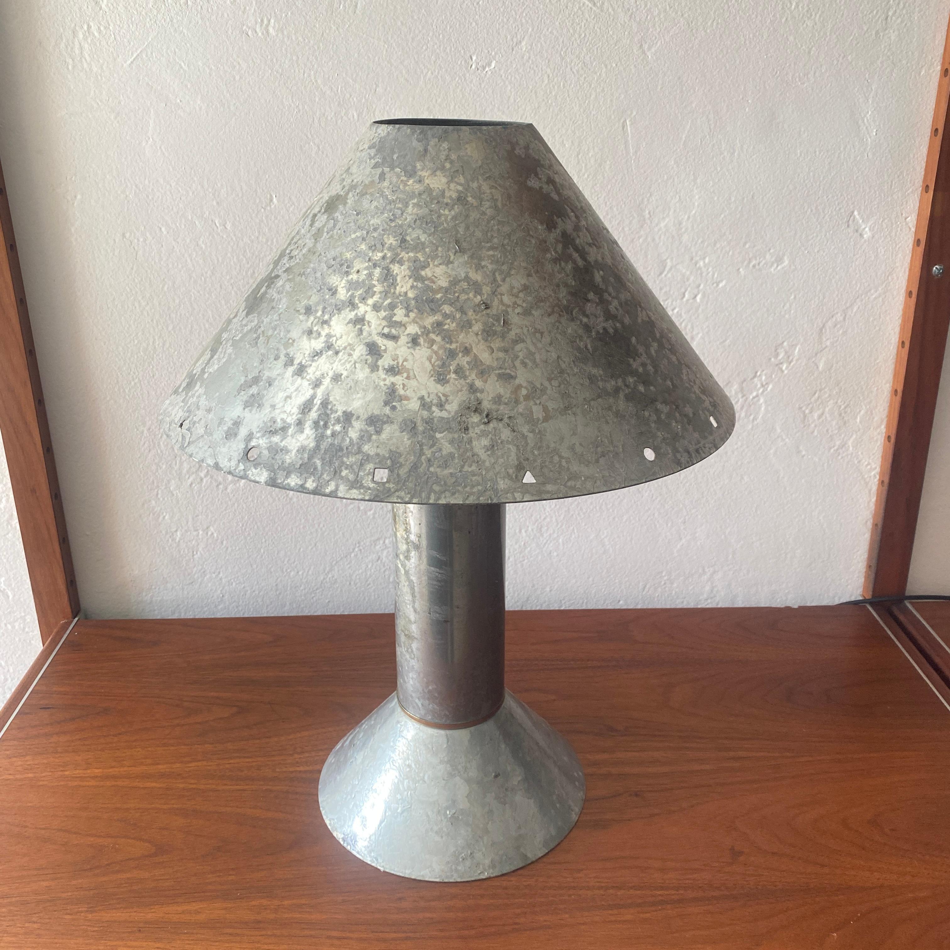 Ron Rezek Galvanized Steel Table Lamp For Sale 2