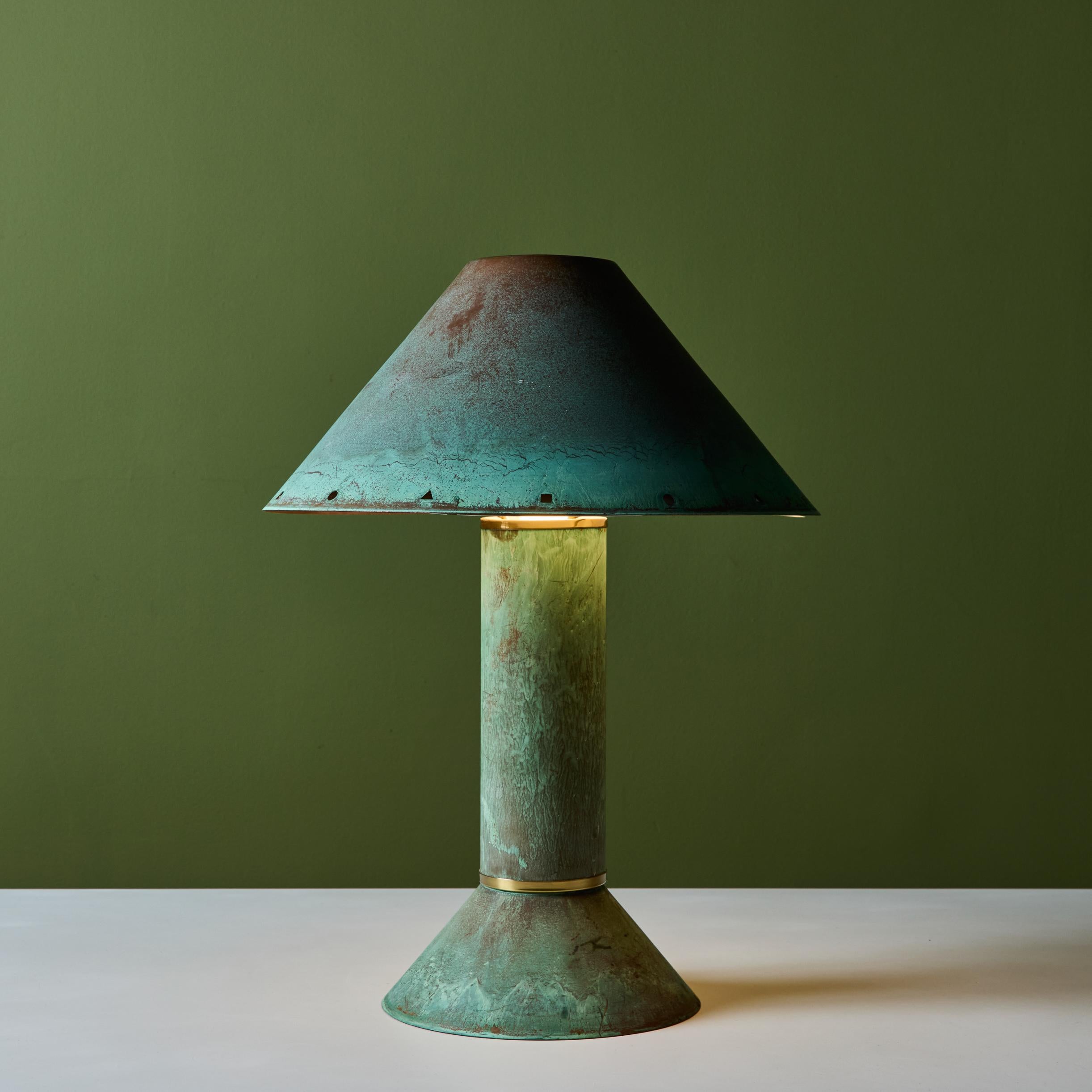Post-Modern Ron Rezek Verdigris Table Lamp For Sale