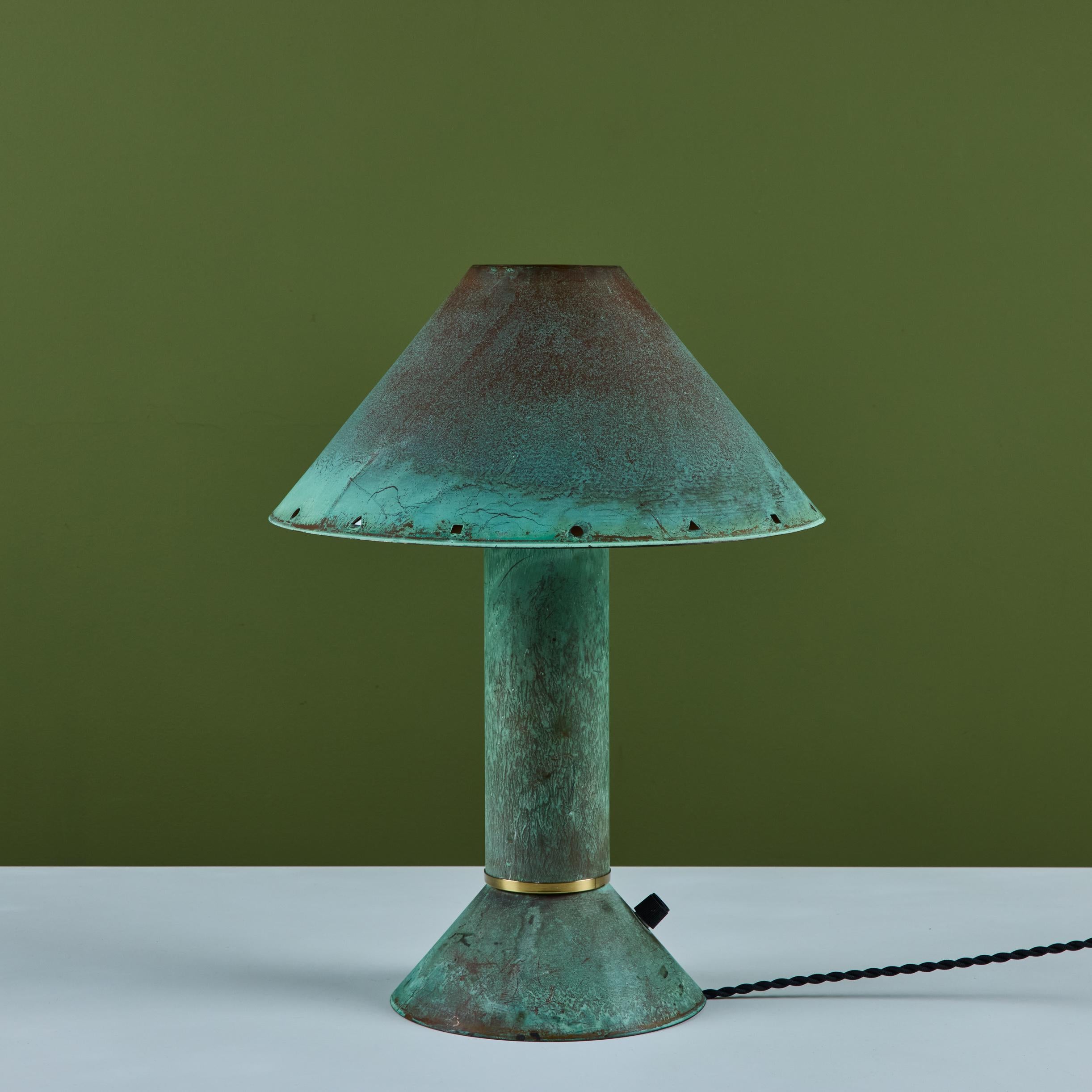 Ron Rezek Verdigris Table Lamp In Good Condition For Sale In Los Angeles, CA