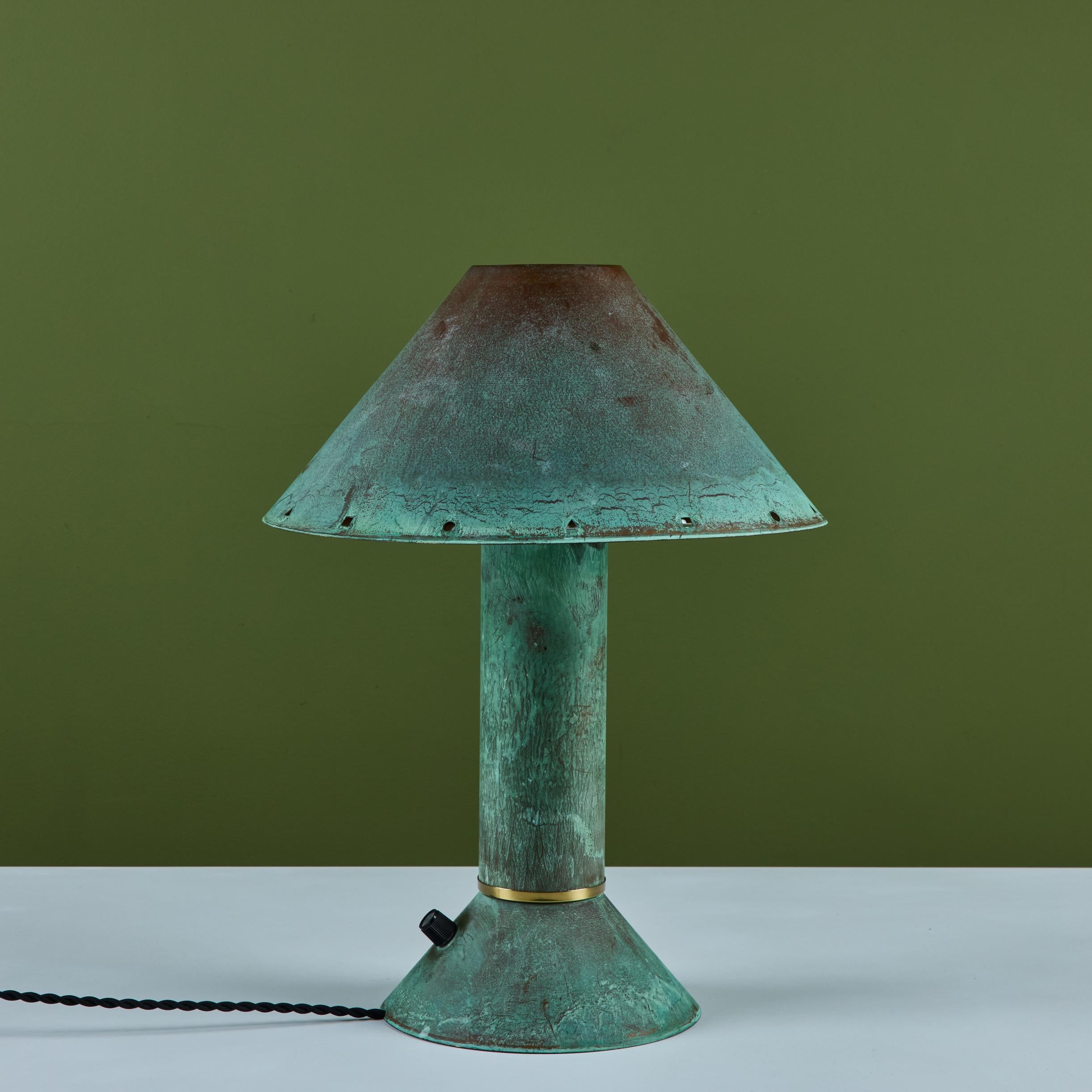 Brass Ron Rezek Verdigris Table Lamp For Sale