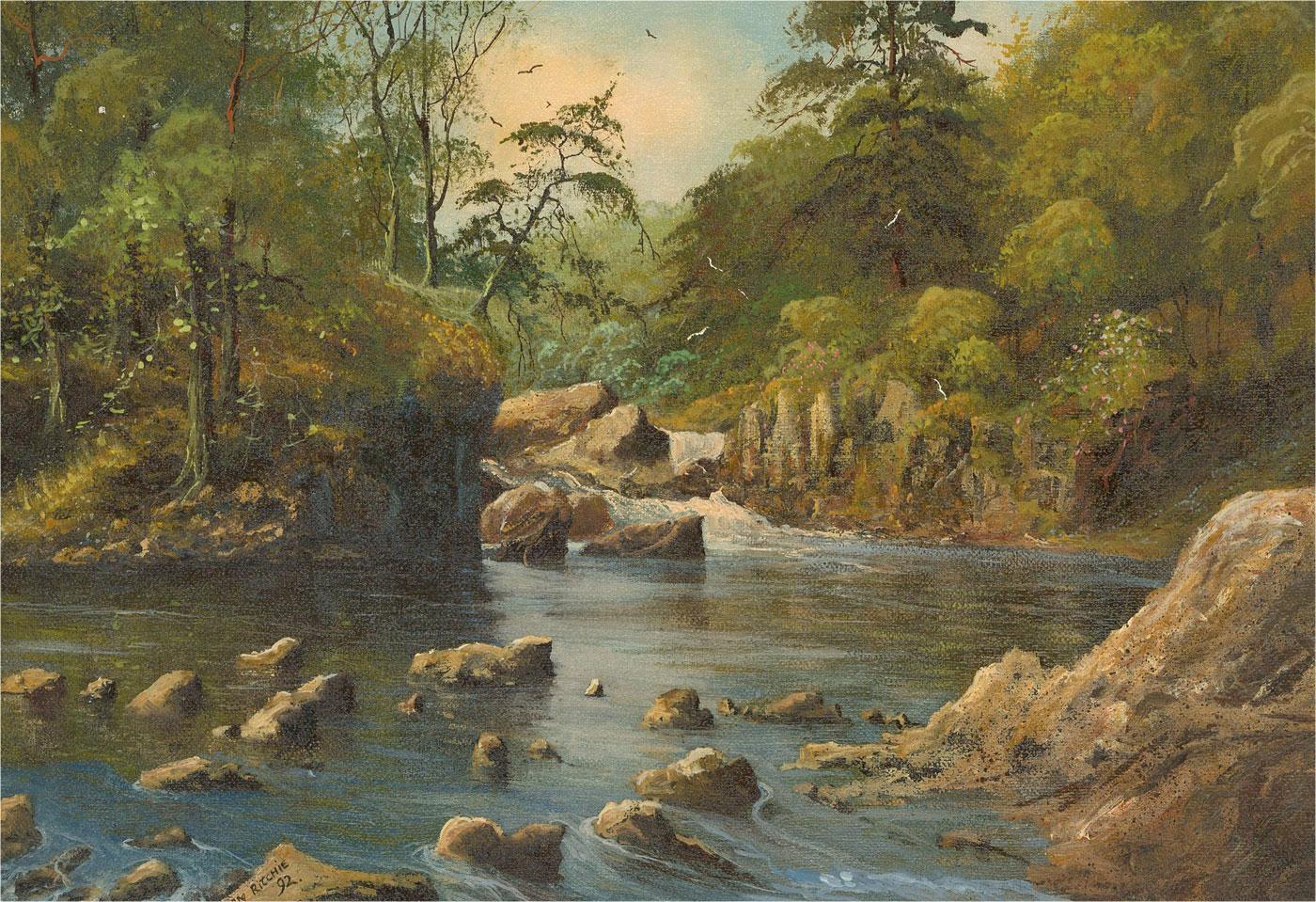 Ron Ritchie (b.1965) - 1992 Oil, River in the Forest For Sale 2