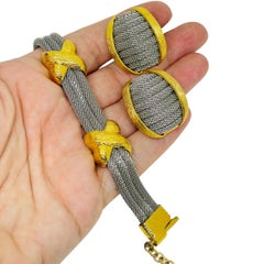 RON RIZZO signed RRD vintage gold silver tone designer bracelet earrings set