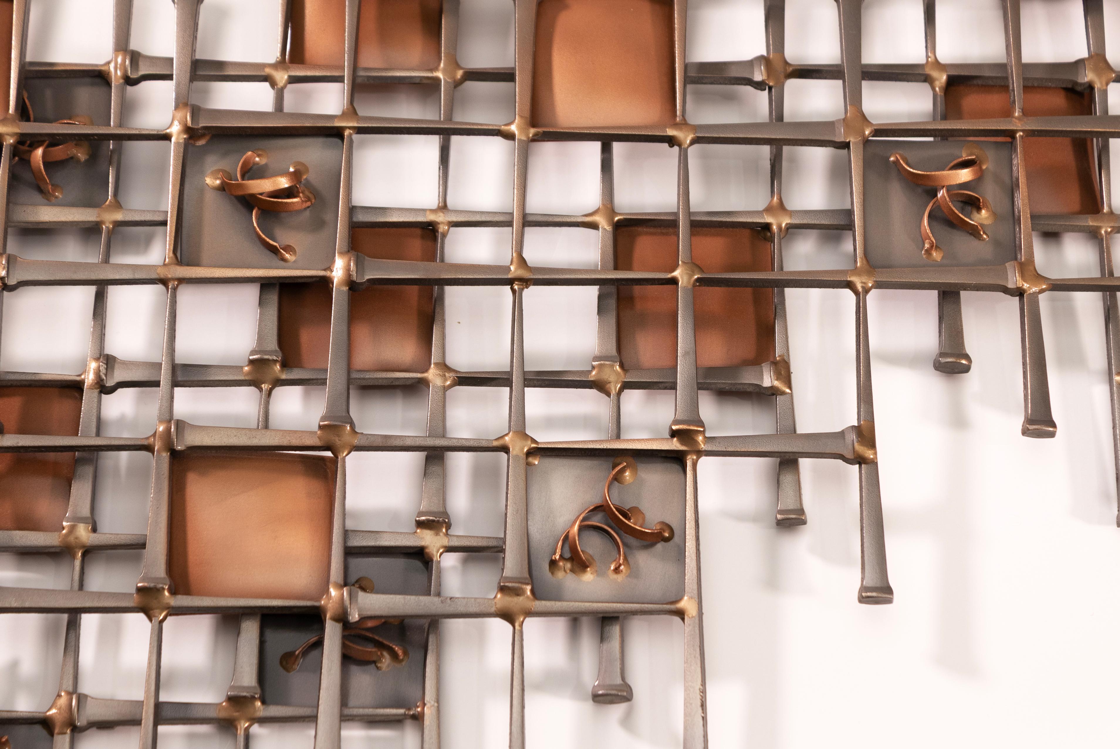 Ron Schmidt firmato Brutalist Mid Century Modern Wall Hanging Nail Sculpture (scultura con chiodo) In condizioni buone in vendita a Keego Harbor, MI