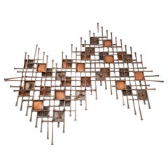 Ron Schmidt Signiert Brutalist Mid Century Modern Wand Hängende Nagel Skulptur