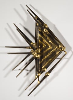 Sculpture murale de poisson en acier et laiton Ron Schmidt, 1970