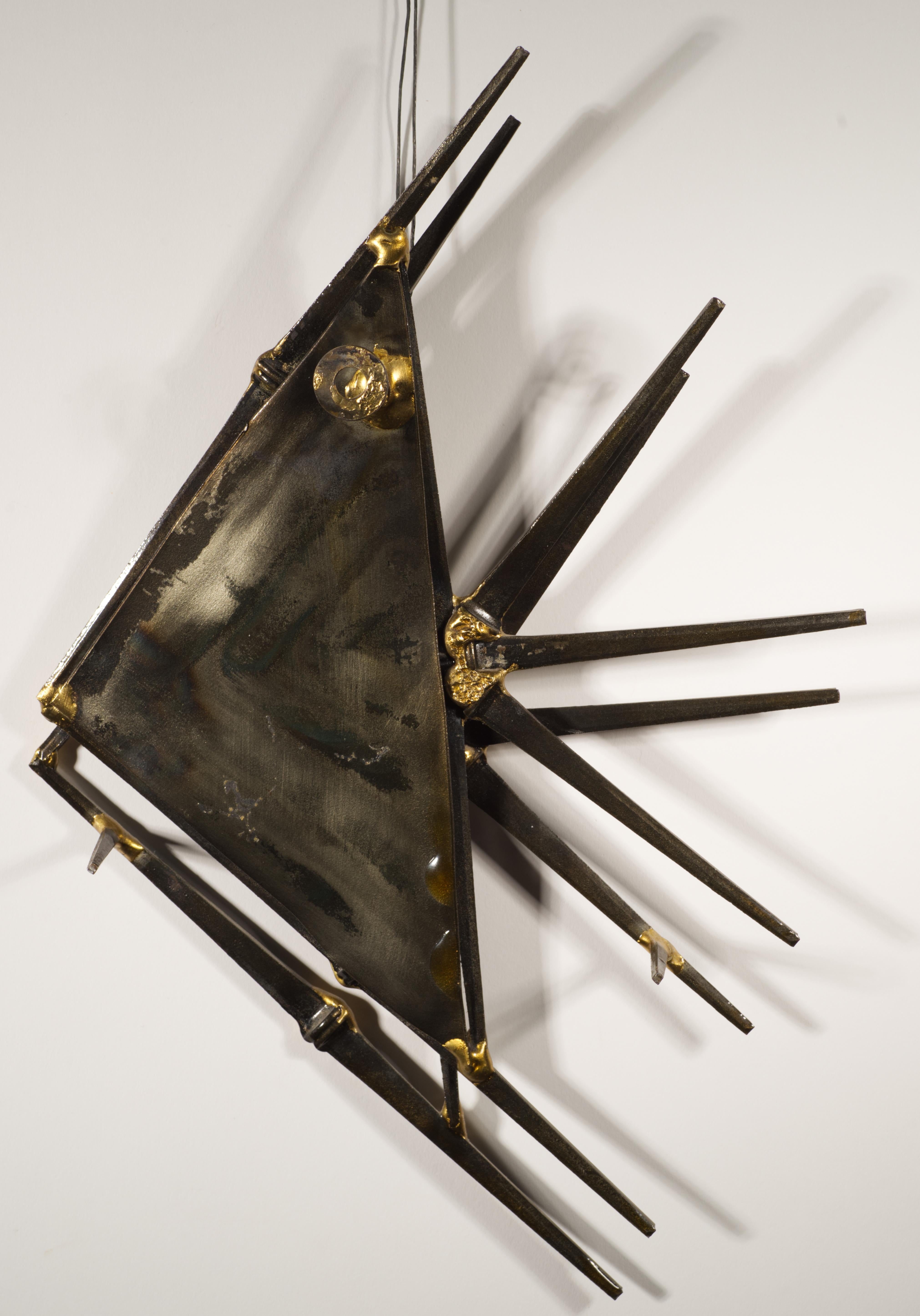 Escultura mural pez de acero y latón de Ron Schmidt, años 70 Latón en venta