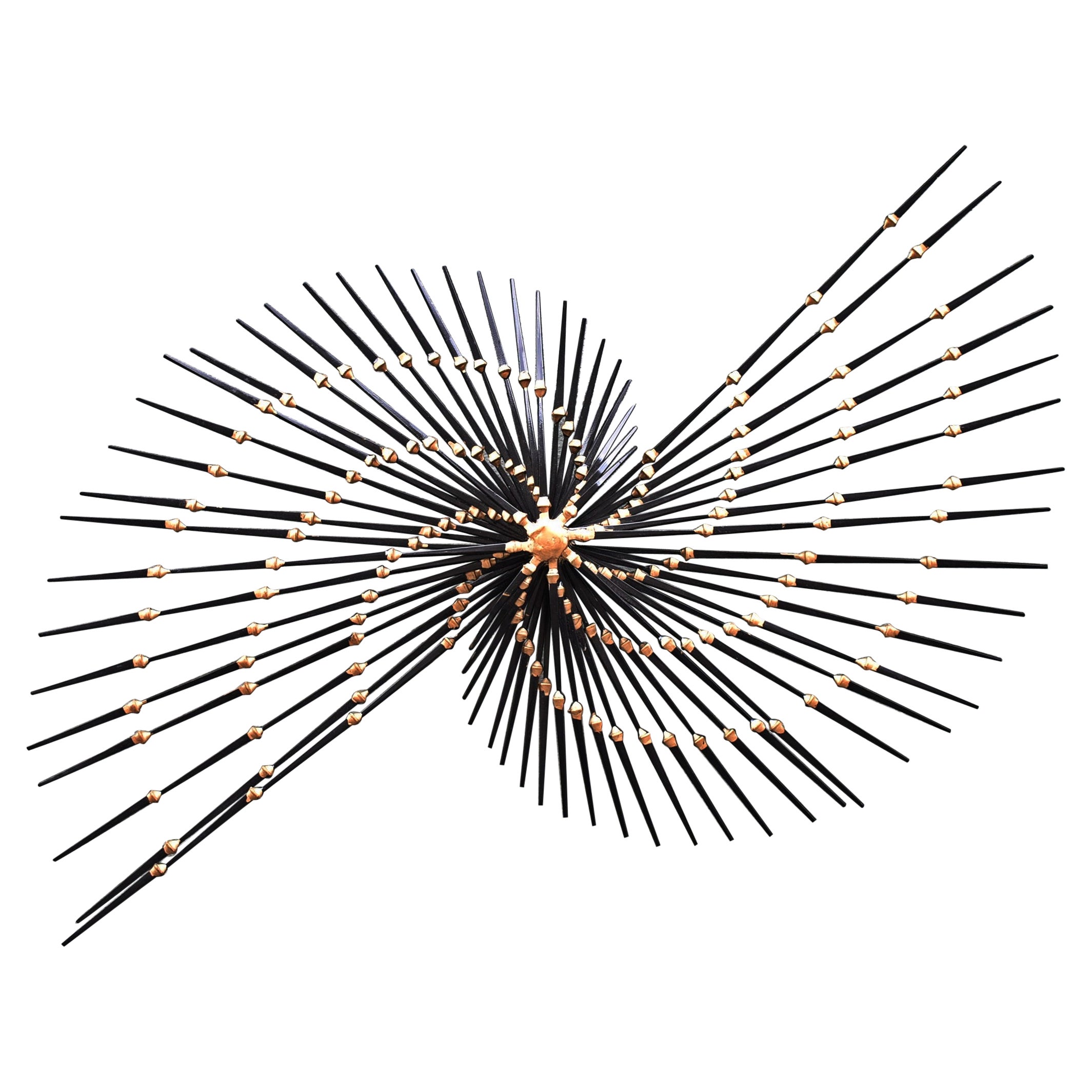 Ron Schmidt Wall Sculpture Iron, Nail & Brass Brutalist Sculpture