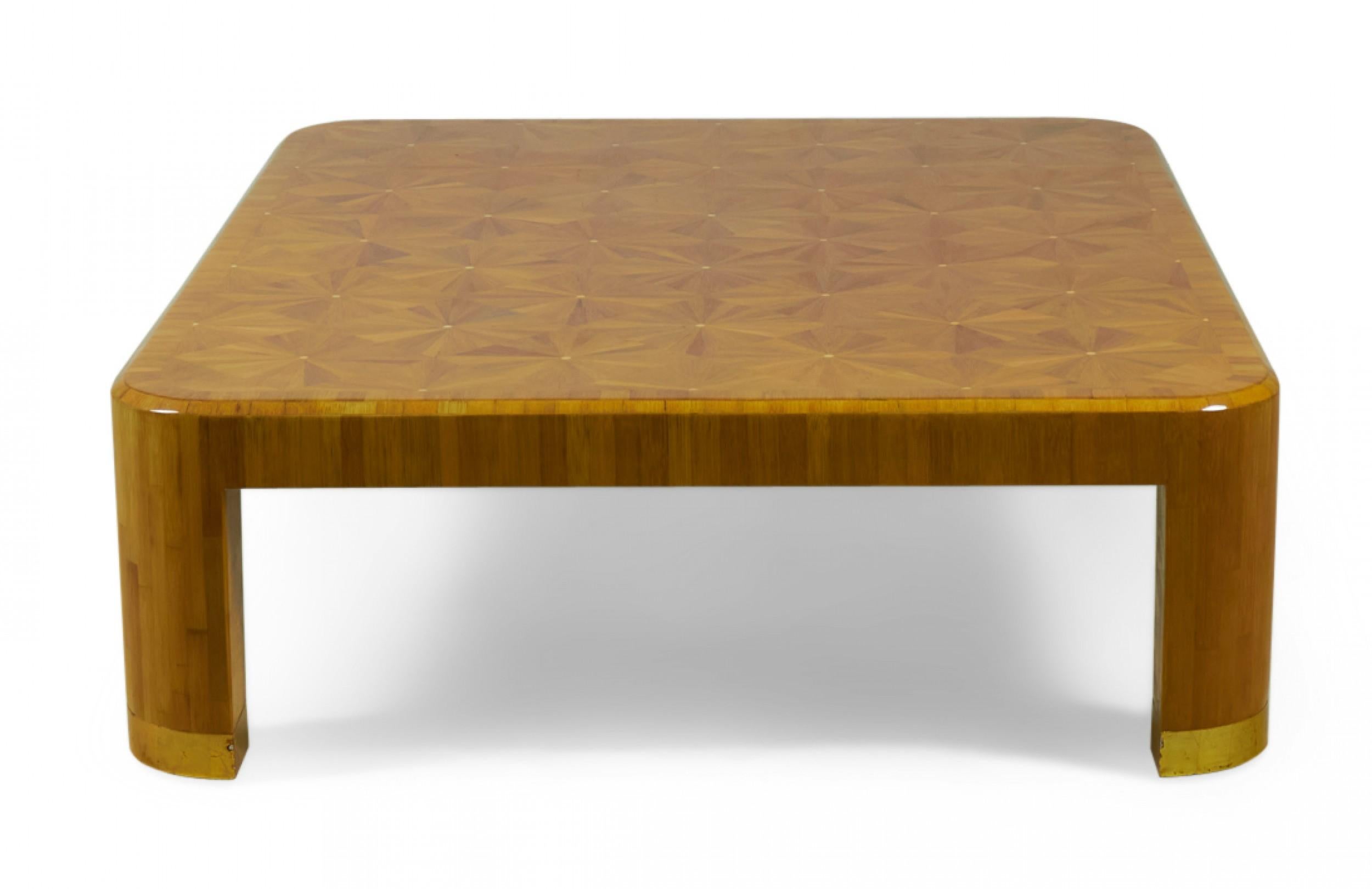 Ron Seff American High Style Straw Starburst Marquetry Cocktail / Coffee Table For Sale 1