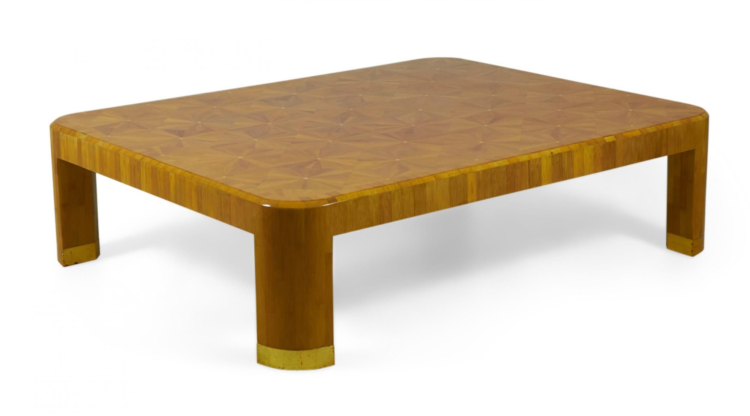 Ron Seff American High Style Straw Starburst Marquetry Cocktail / Coffee Table For Sale 2