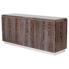 Vintage Ron Seff American Mid-Century High Contrast Cerused Wood and Chrome Sideboard