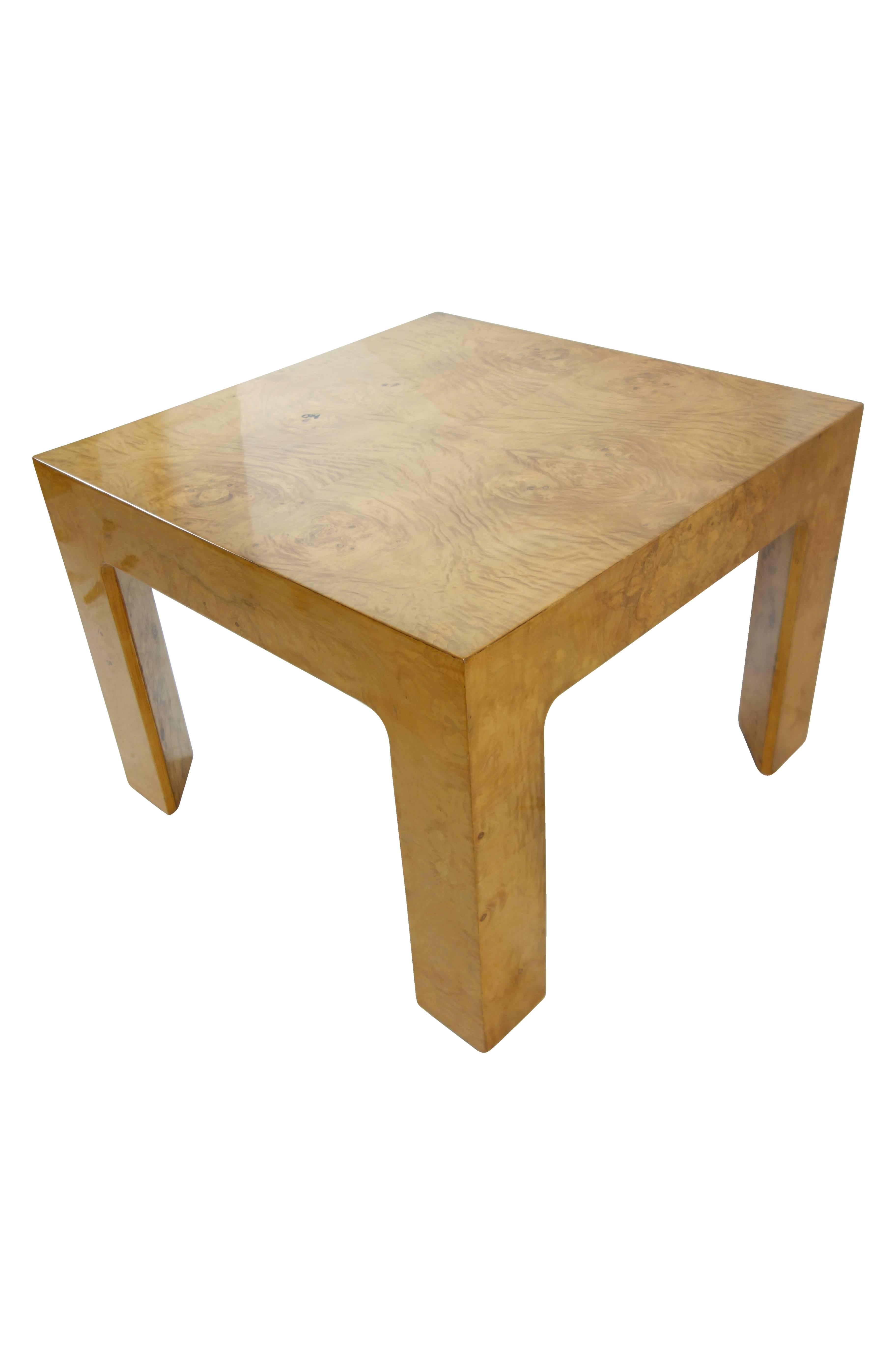 American Ron Seff Book Matched Burled Anigre Wood Side Table
