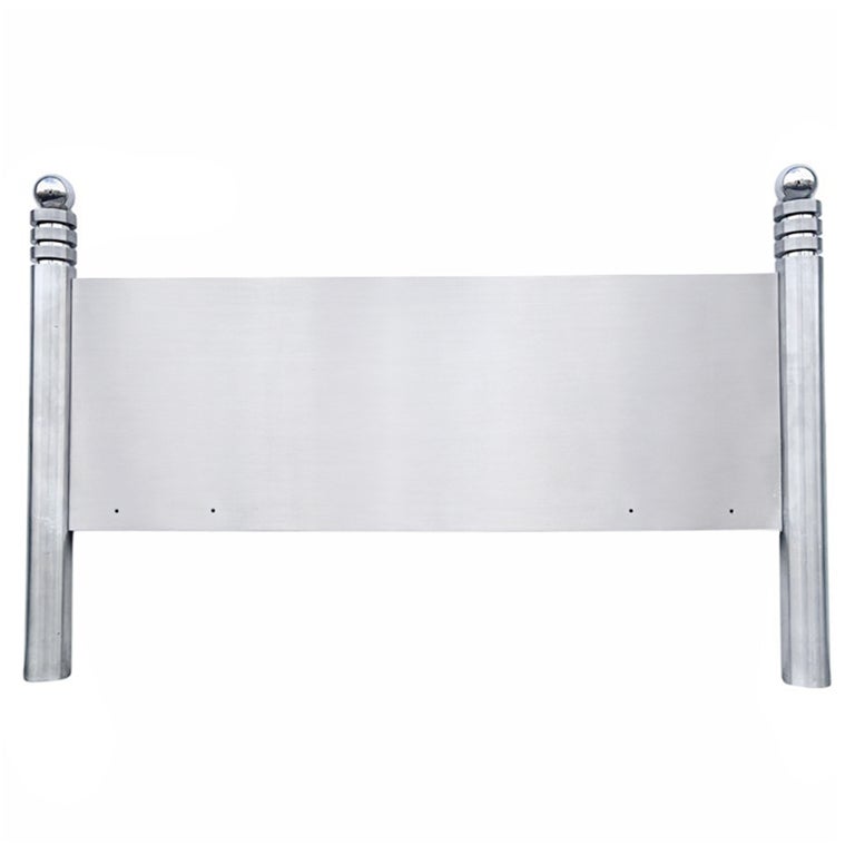 Ron Seff Brushed Stainless King Headboard For Sale