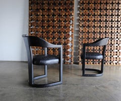 Ron Seff "Christie" Leather Clad Armchairs, circa 1980