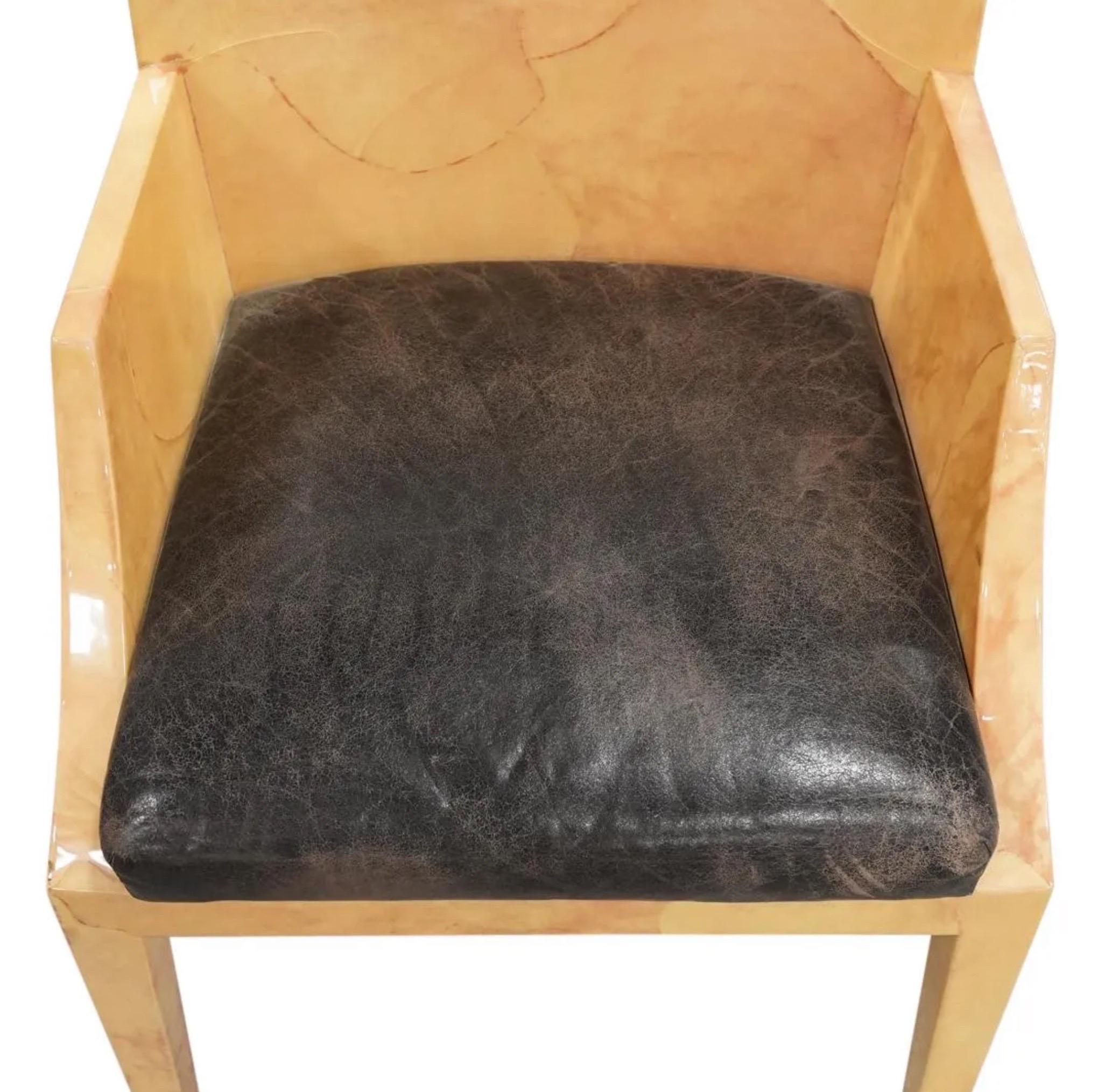 American Ron Seff Goatskin Lacquered Armchair For Sale