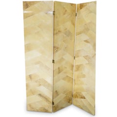 Paravento o divisorio per ambienti laccato in pelle di capra Ron Seff