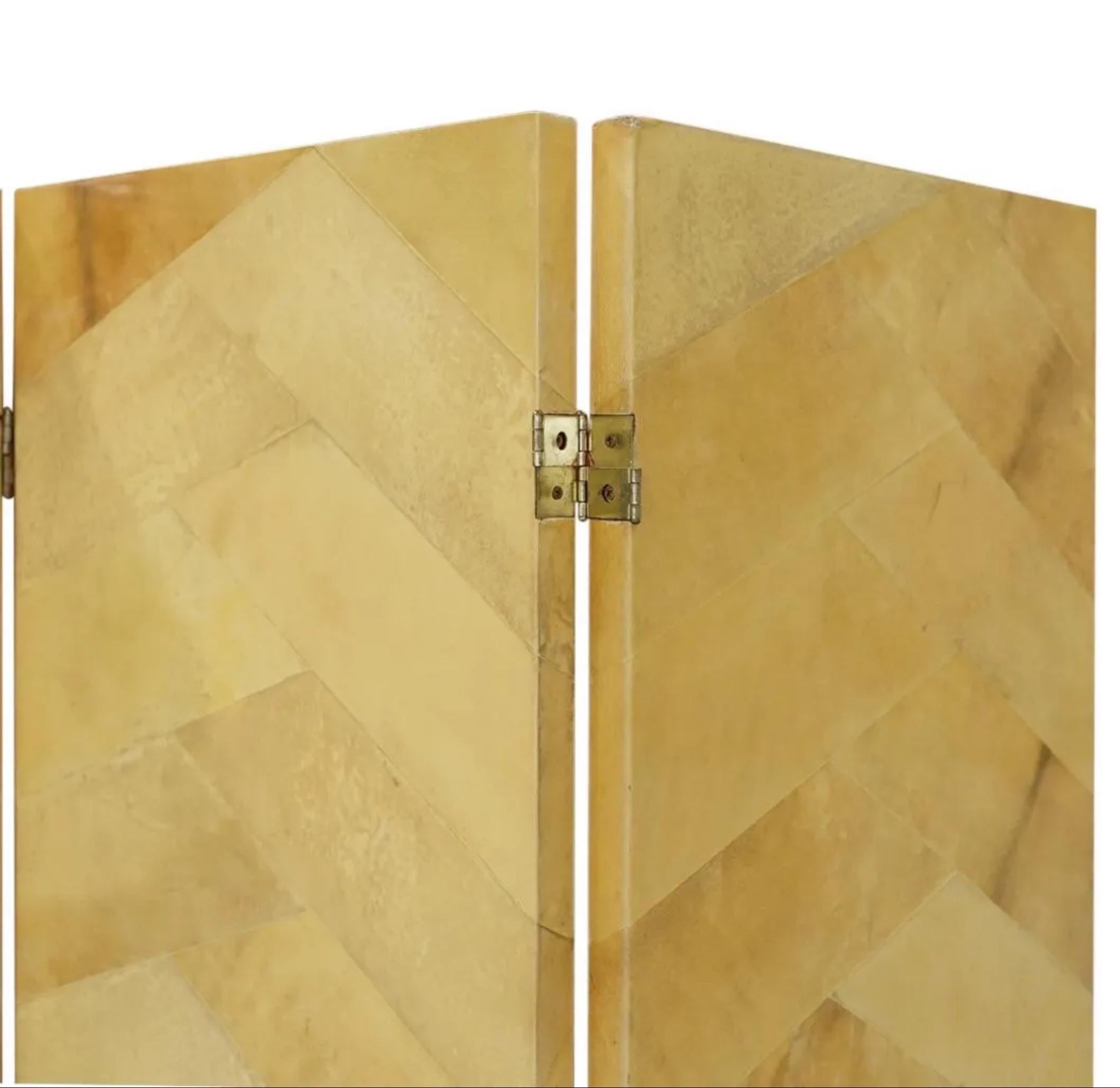 Mid-Century Modern Ron Seff Goatskin Lacquered Screen or Room Divider For Sale