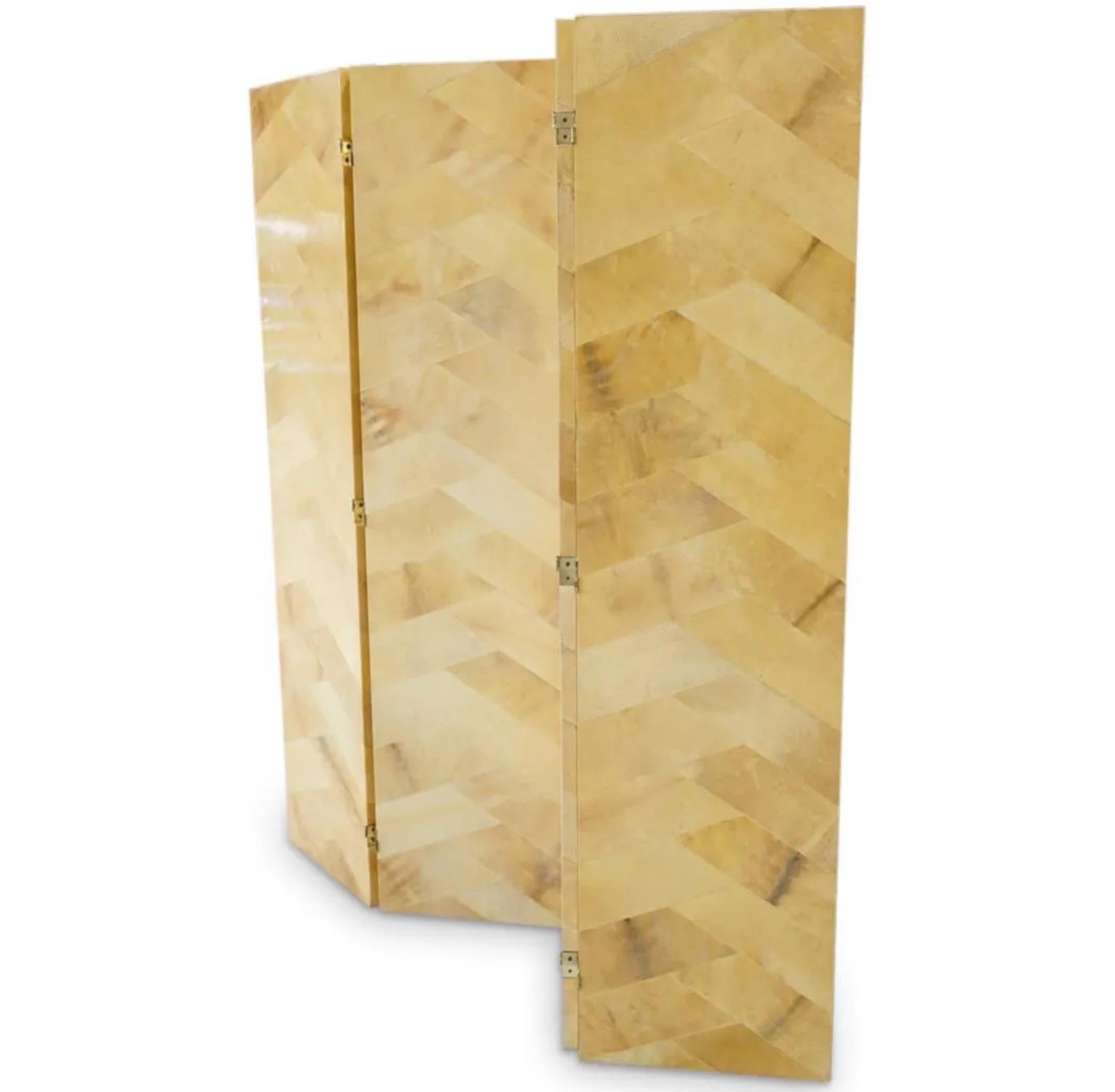 American Ron Seff Goatskin Lacquered Screen or Room Divider For Sale