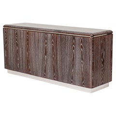 Ron Seff High Contrast Cerused Wood and Chrome Sideboard