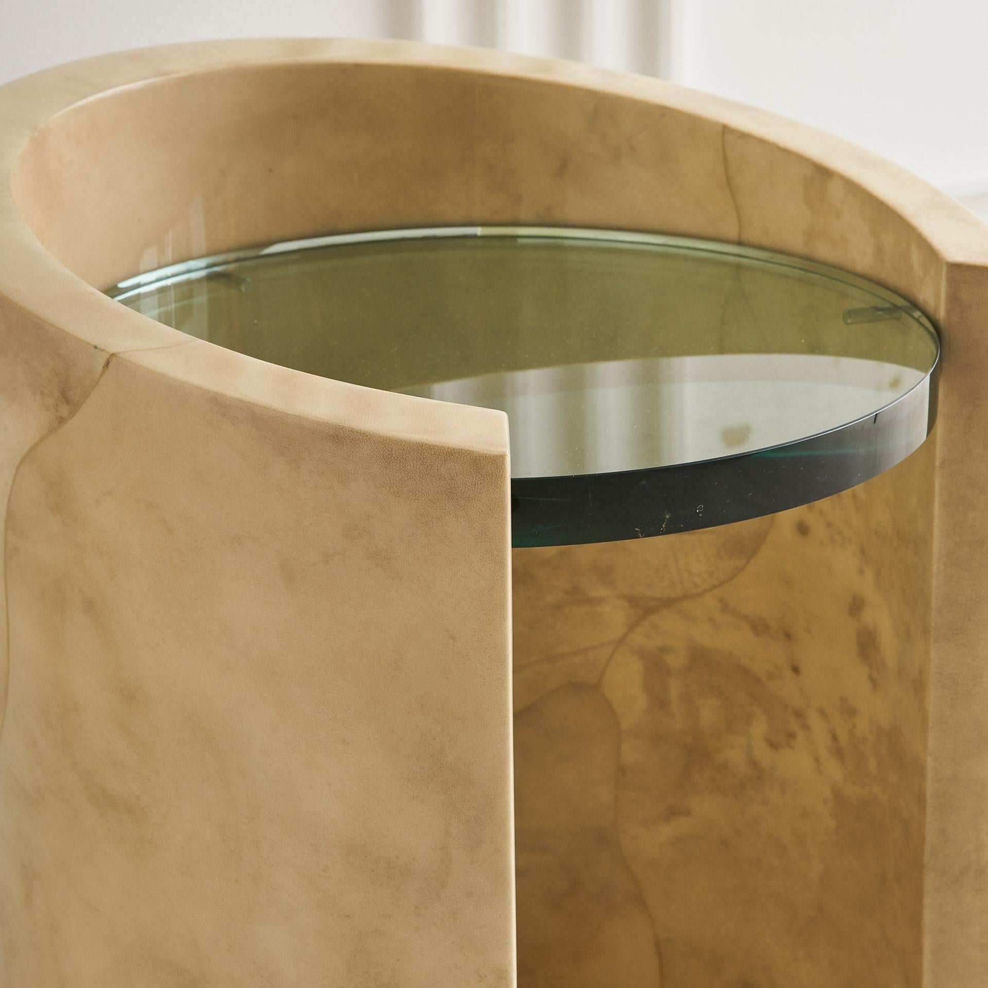 Late 20th Century Lacquered Parchment Side Table by Ron Seff