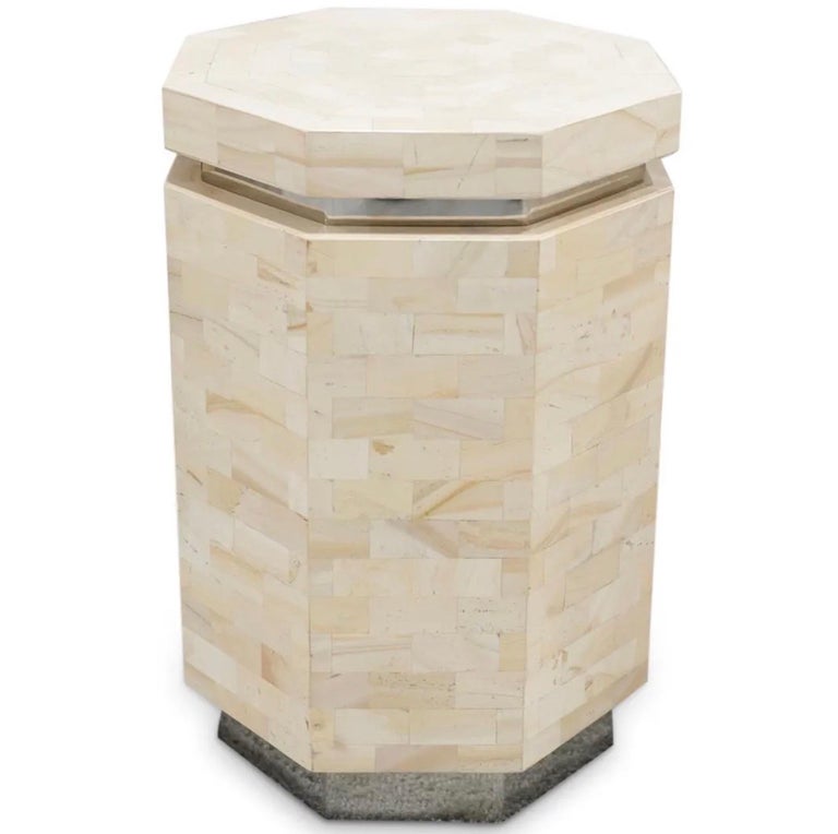 Ron Seff Pair of Octagonal Formed Tessellated Marble Pedestals For Sale ...