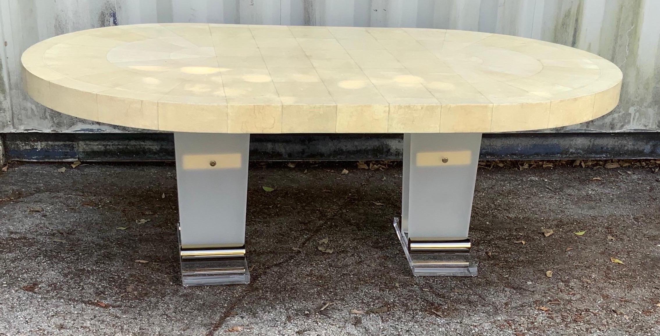 Ron Seff Shagreen and Lucite Dining Room Table For Sale 9