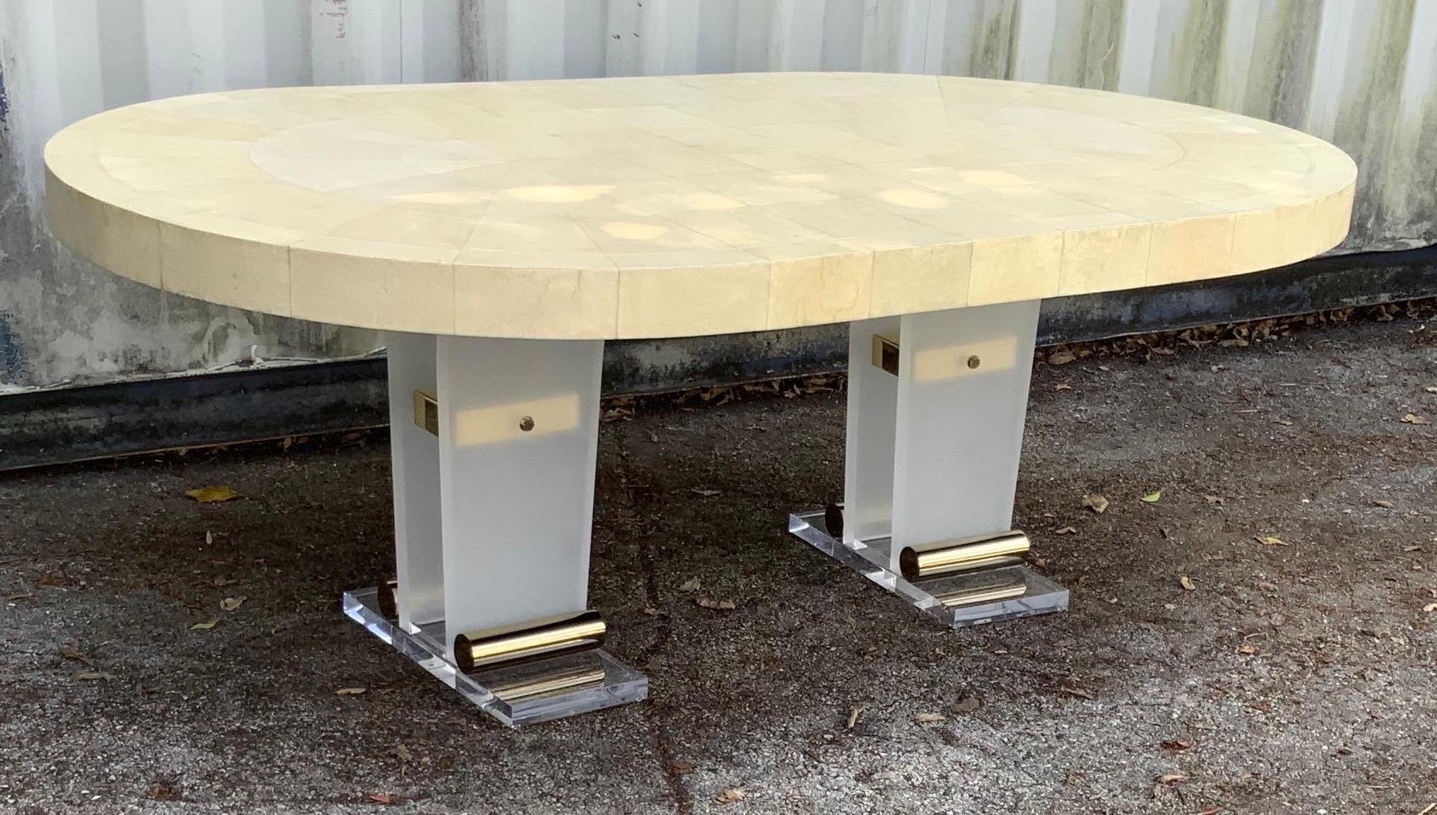 Ron Seff Shagreen and Lucite Dining Room Table For Sale 10