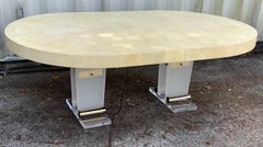 Tavolo da sala da pranzo in zigrino e lucite di Ron Seff